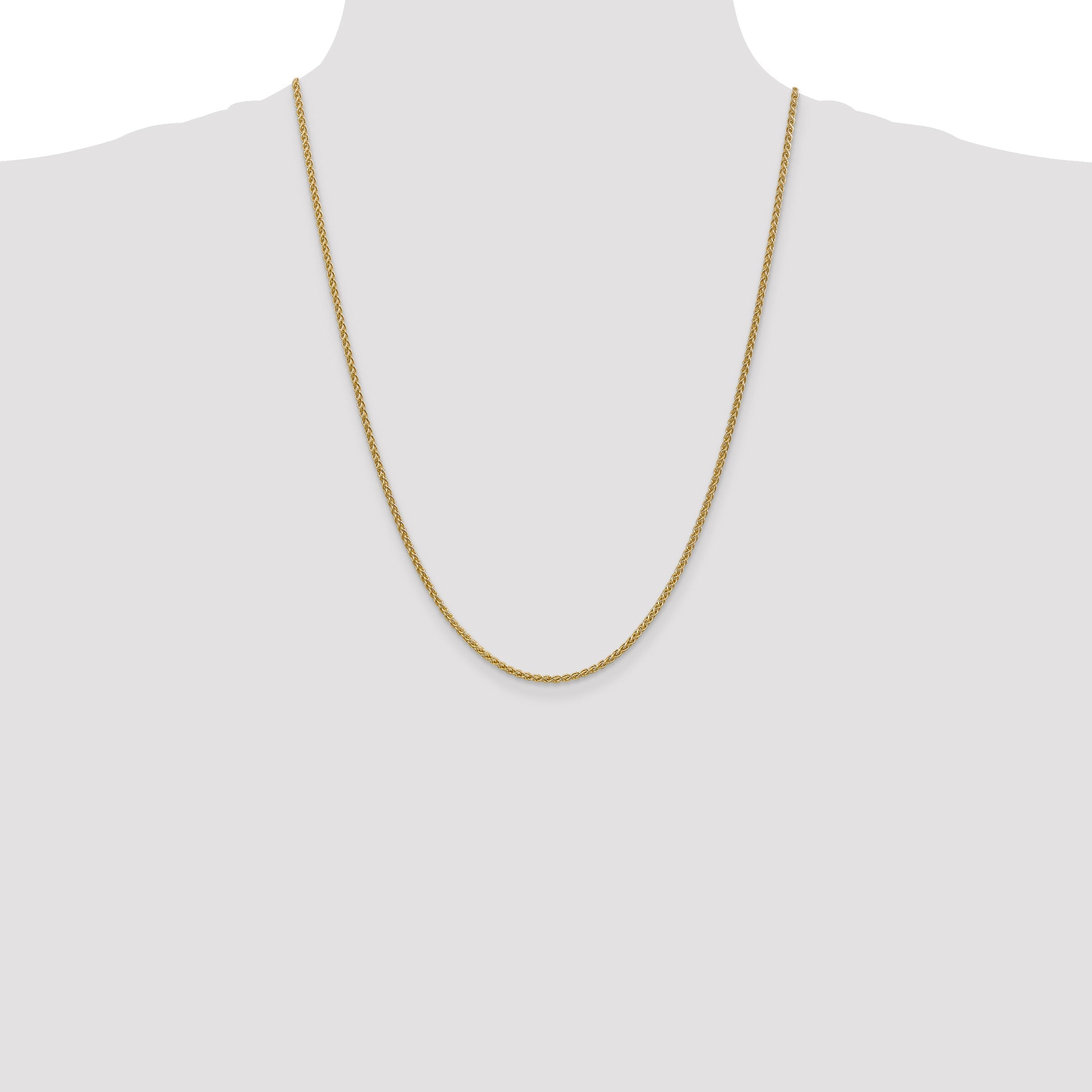 14K Yellow Gold 24 Inch 2.1mm Spiga With Lobster Clasp Chain Necklace