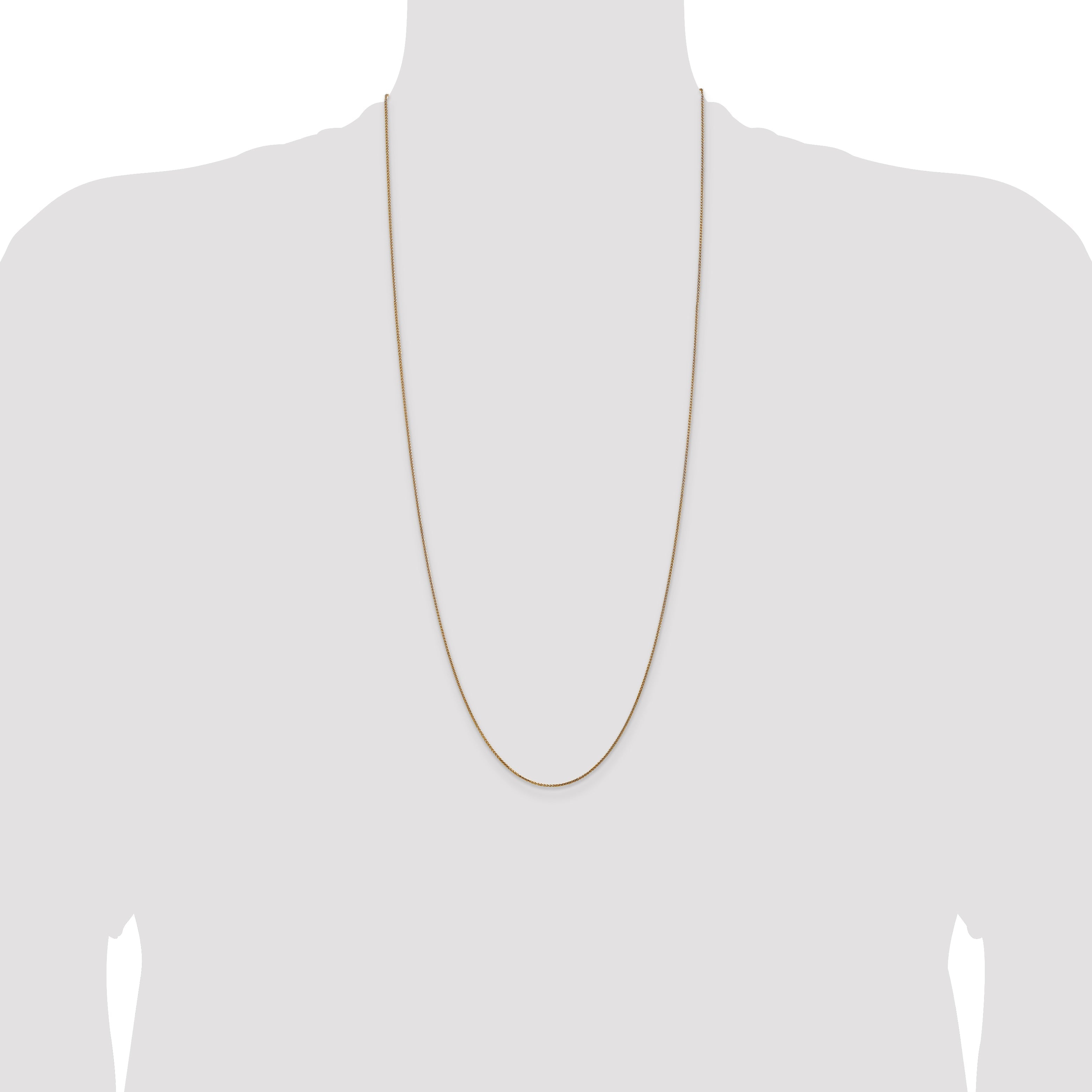 14K Yellow Gold 30 Inch 1.05mm Diamond-Cut Spiga With Spring Ring Clasp Chain Necklace