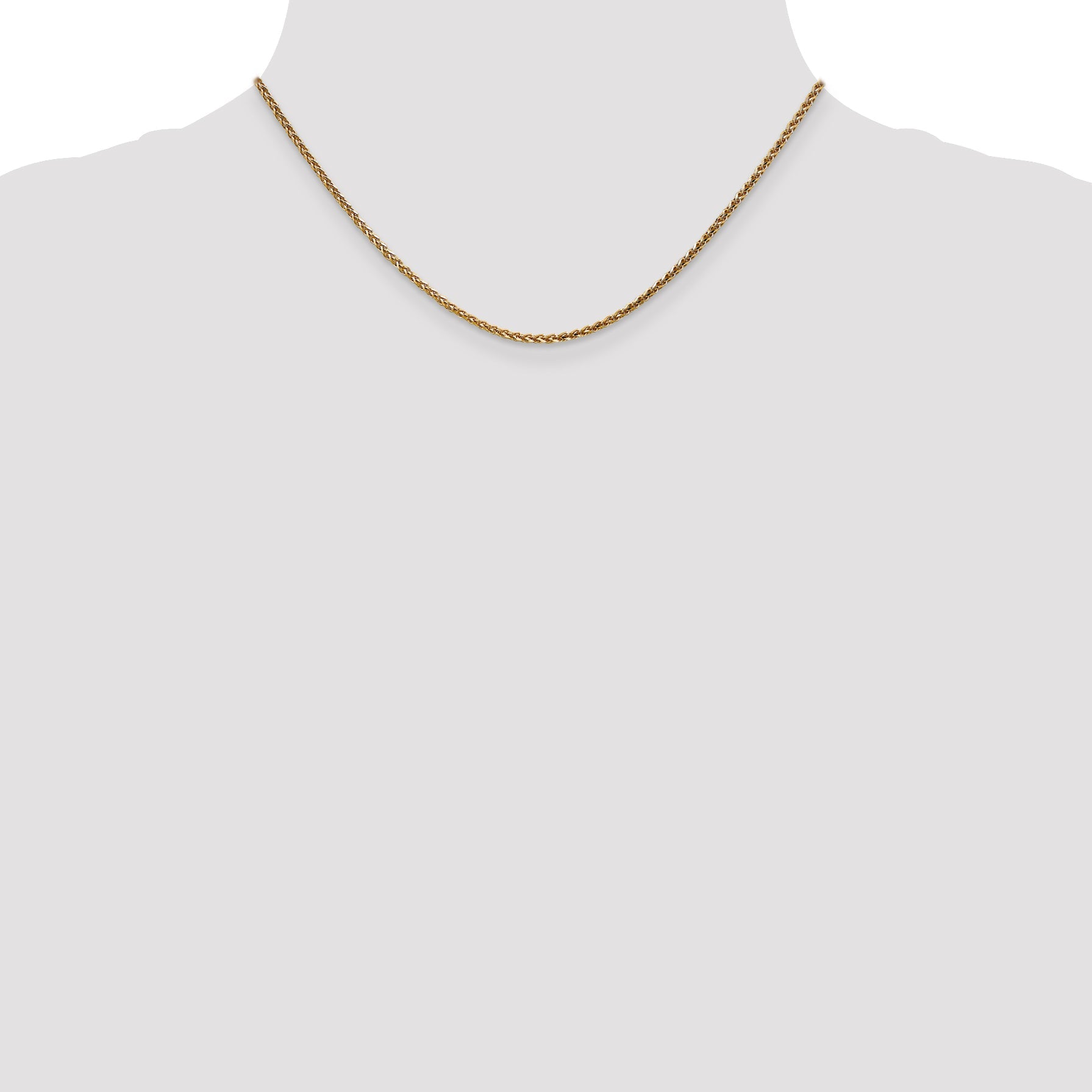 14K Yellow Gold 16 Inch 2.1mm Diamond-Cut Spiga With Lobster Clasp Chain Necklace