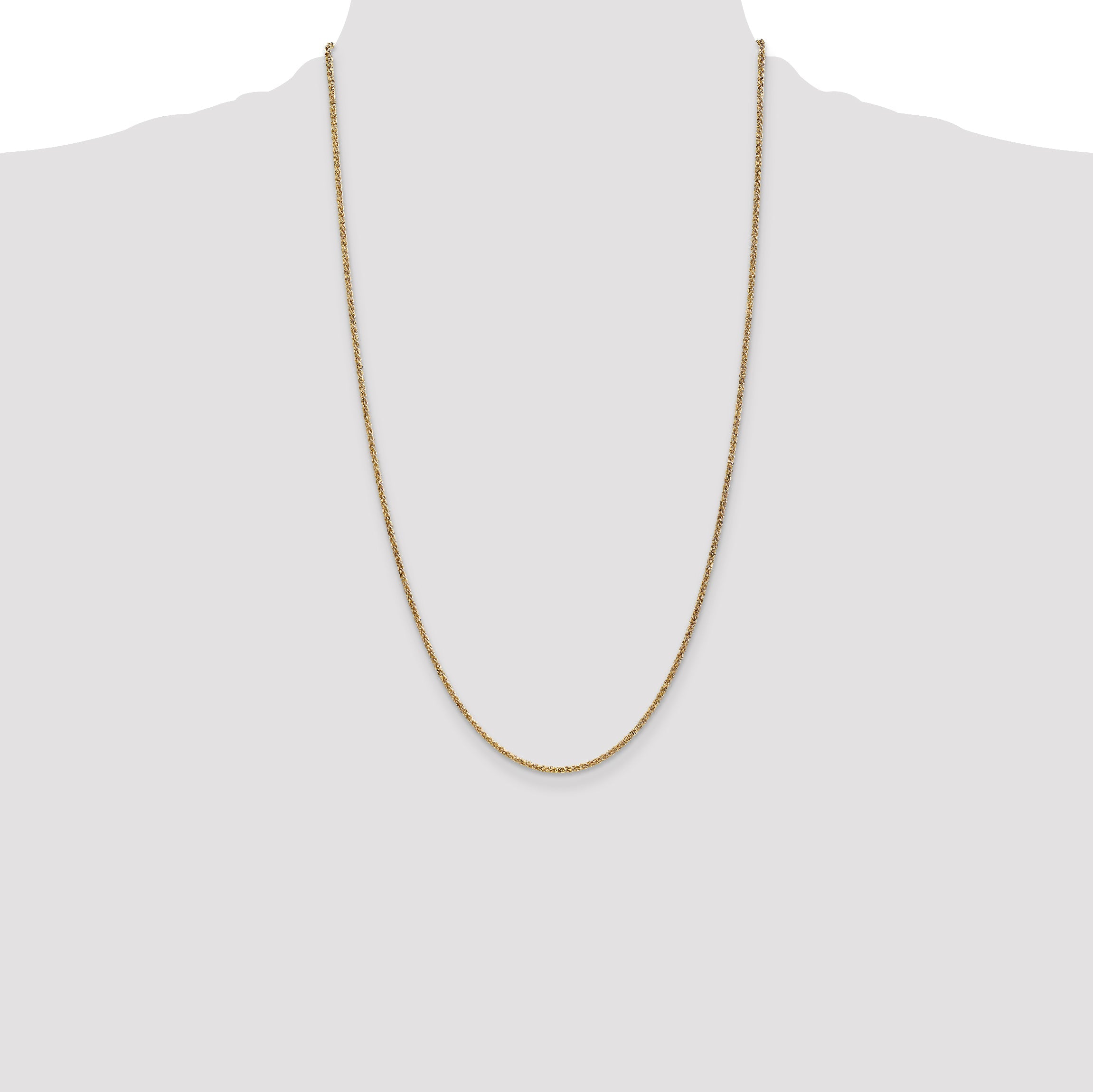 14K Yellow Gold 26 Inch 1.7mm Spiga With Lobster Clasp Chain Necklace