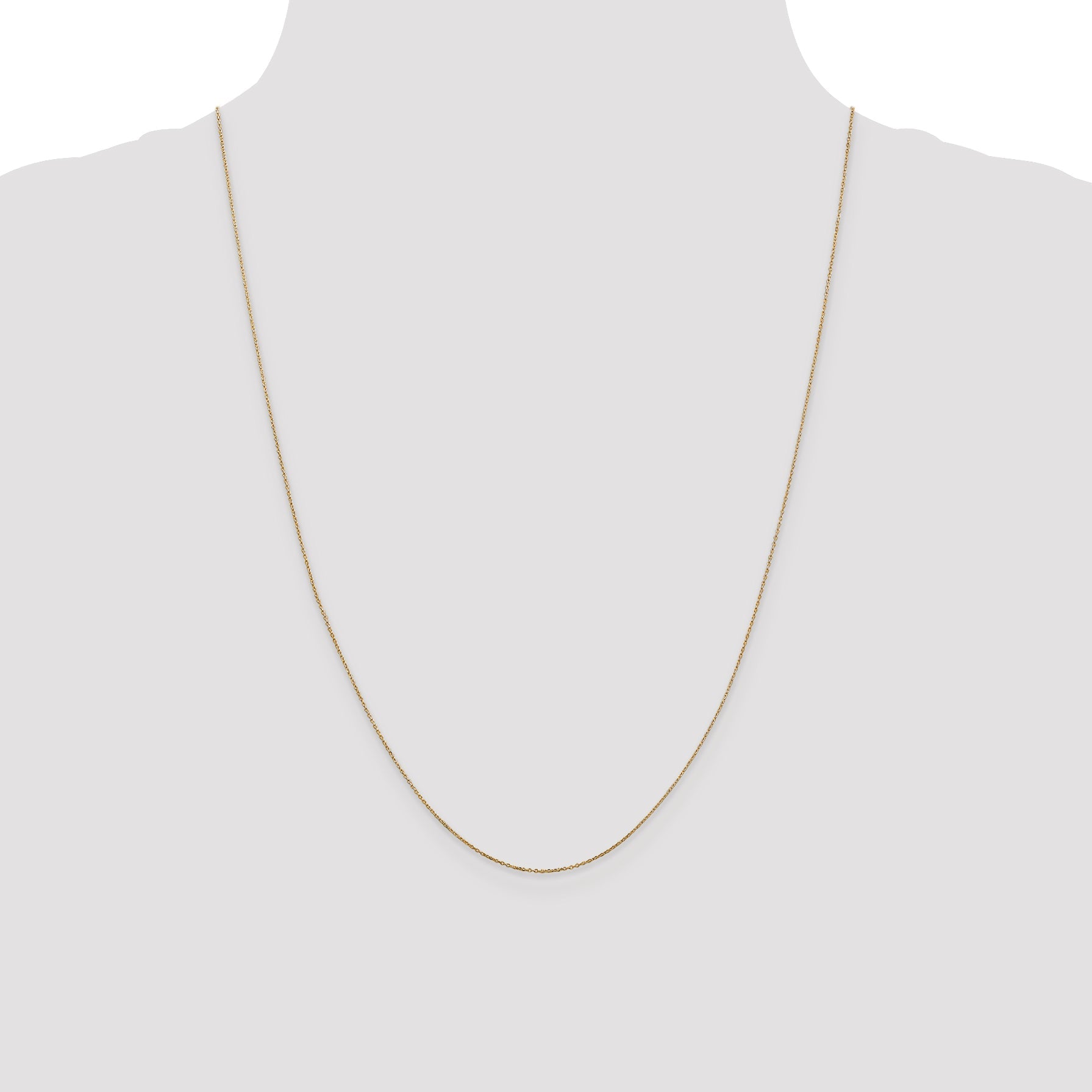14K Yellow Gold 24 Inch .6mm Diamond-Cut Round Open Link Cable With Spring Ring Clasp Chain Necklace