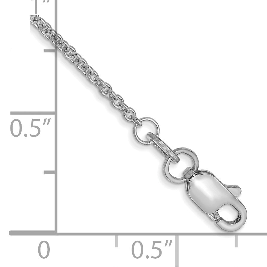14K White Gold 9 Inch 1.4mm Round Open Link Cable With Lobster Clasp Anklet