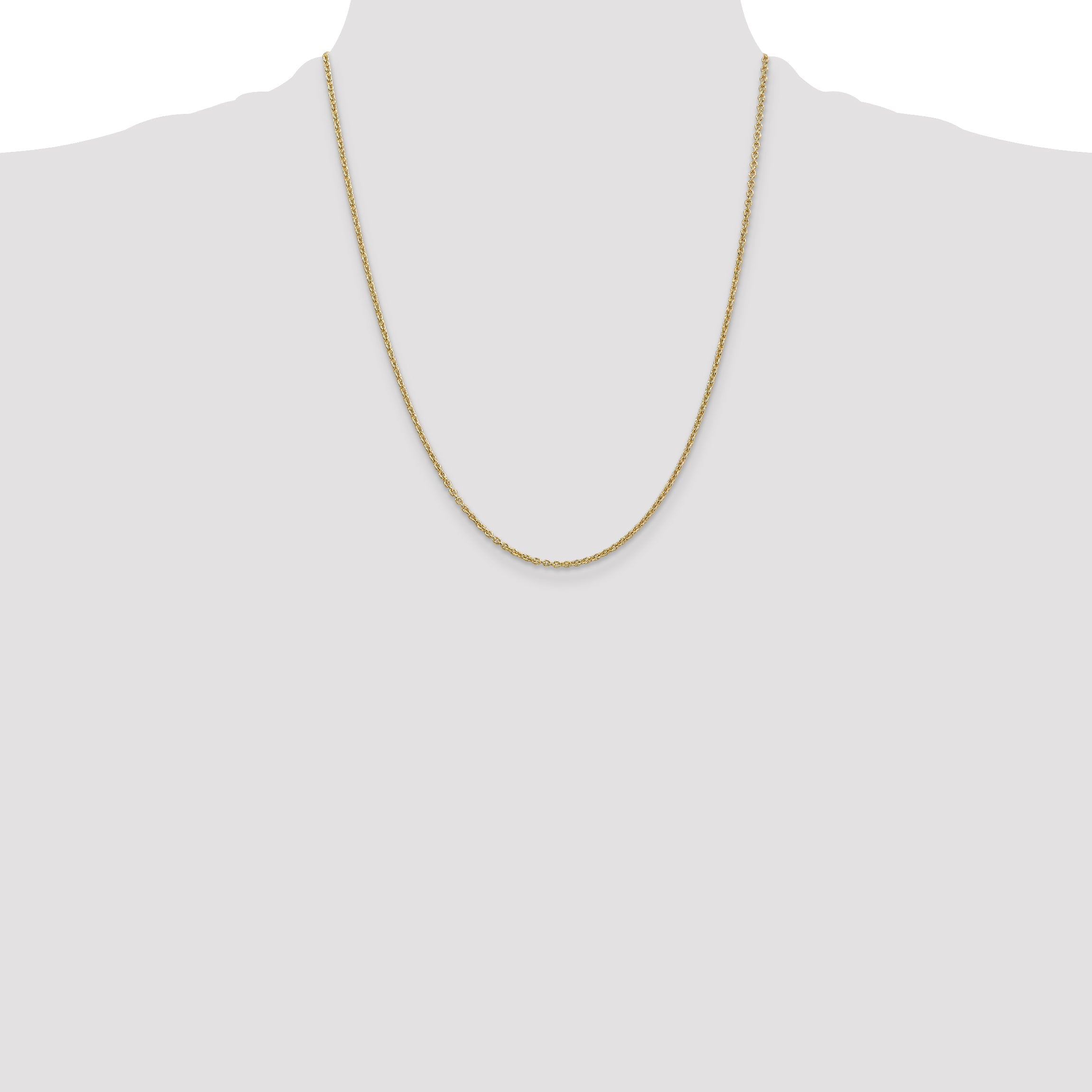 14K Yellow Gold 22 Inch 1.8mm Forzantine Cable With Lobster Clasp Chain Necklace