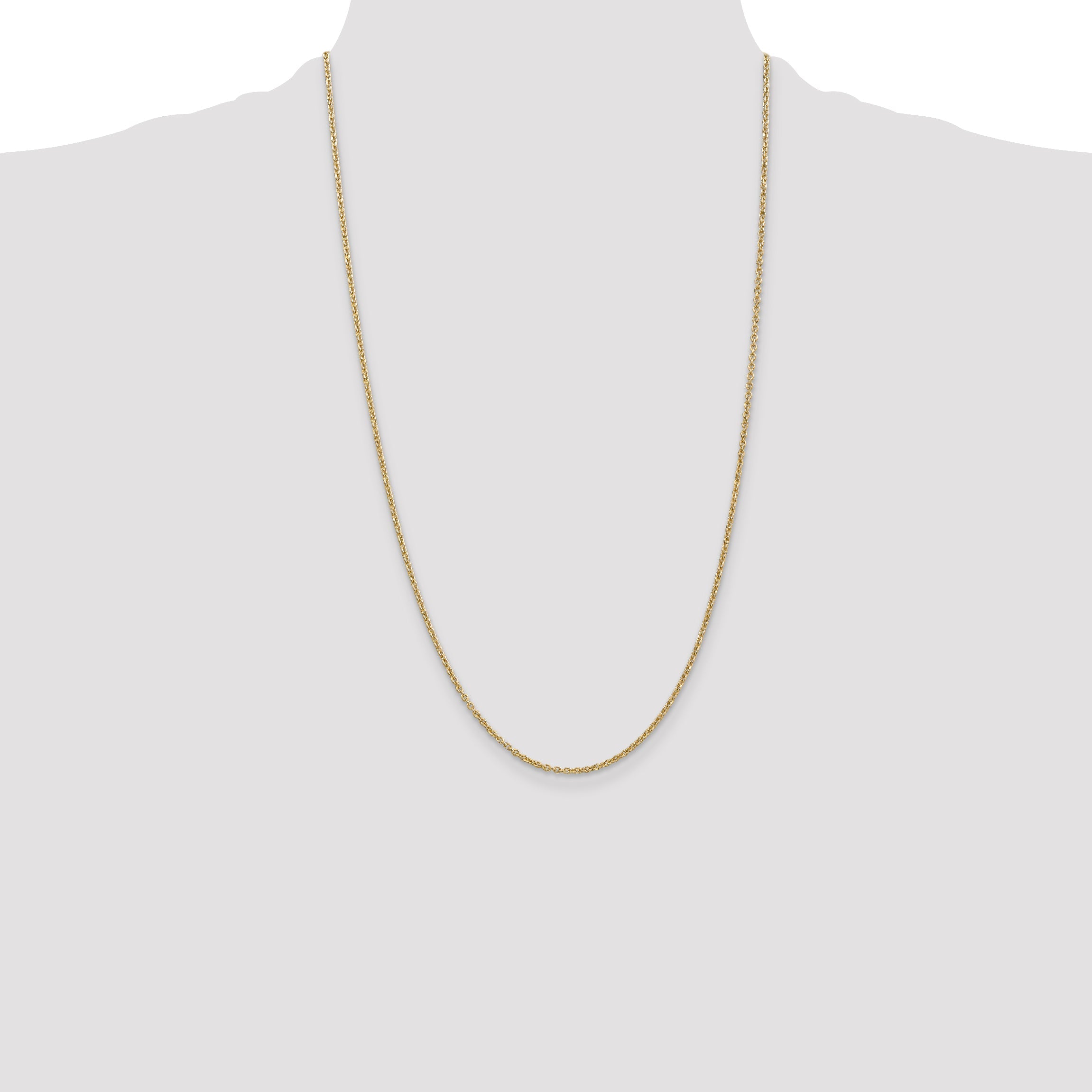 14K Yellow Gold 26 Inch 1.8mm Forzantine Cable With Lobster Clasp Chain Necklace