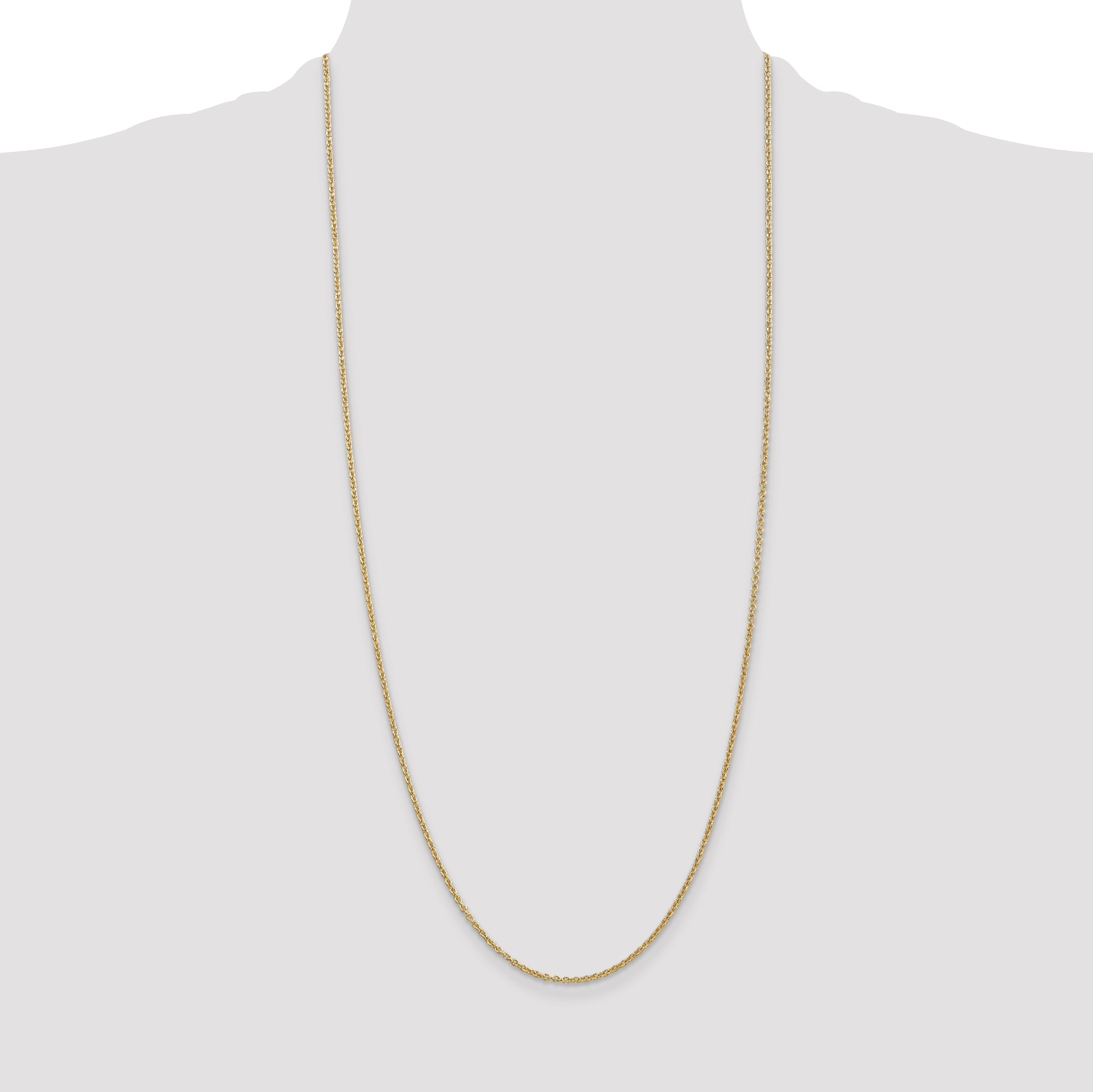 14K Yellow Gold 30 Inch 1.8mm Forzantine Cable With Lobster Clasp Chain Necklace