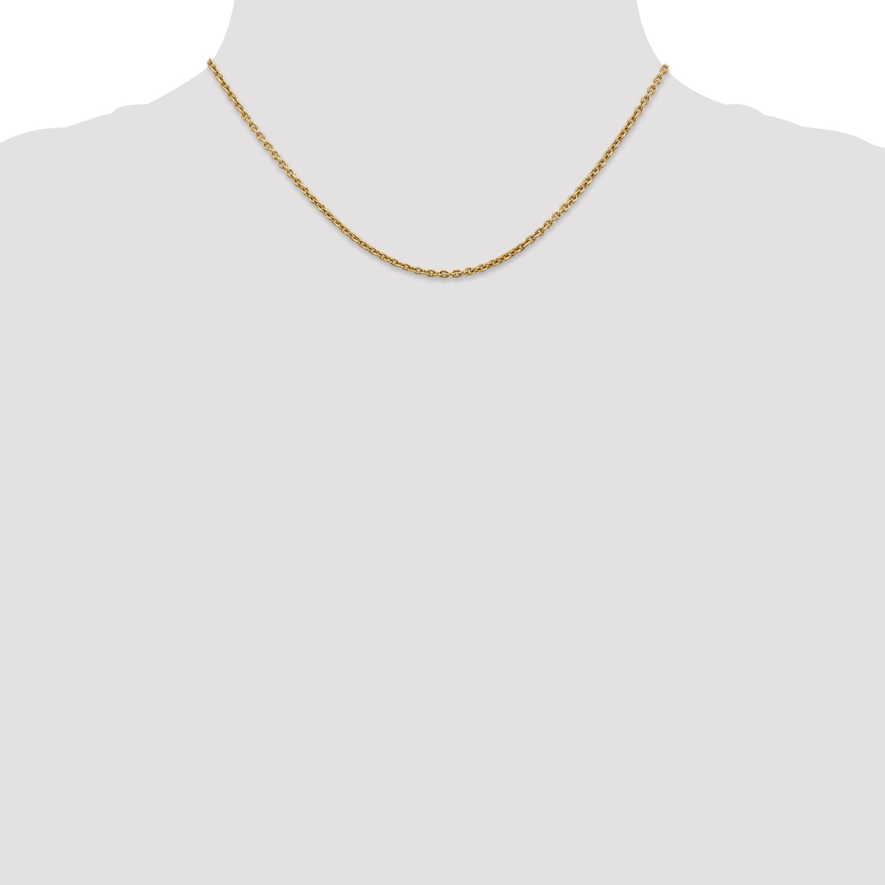 14K Yellow Gold 16 Inch 2.2mm Forzantine Cable With Lobster Clasp Chain Necklace