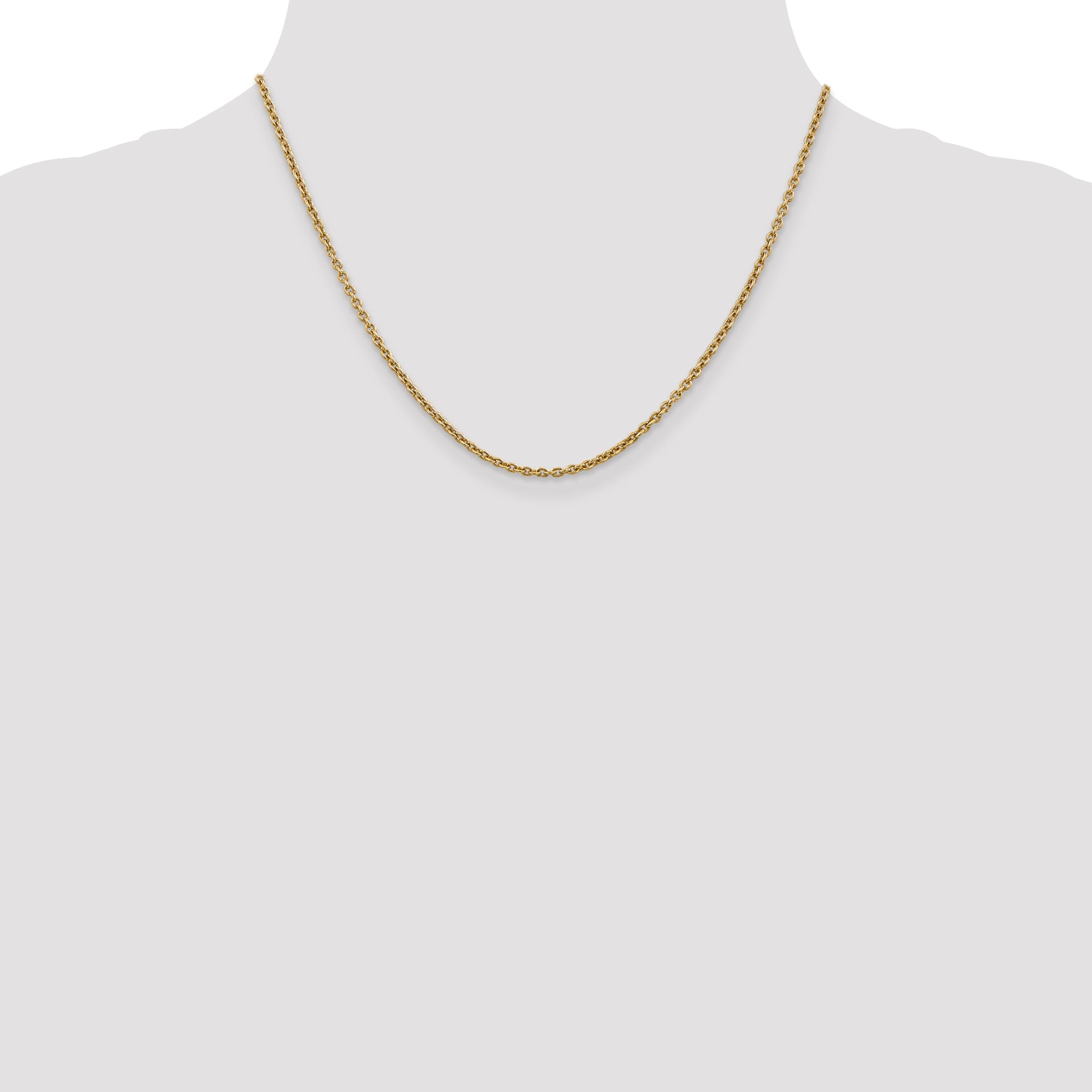 14K Yellow Gold 18 Inch 2.2mm Forzantine Cable With Lobster Clasp Chain Necklace