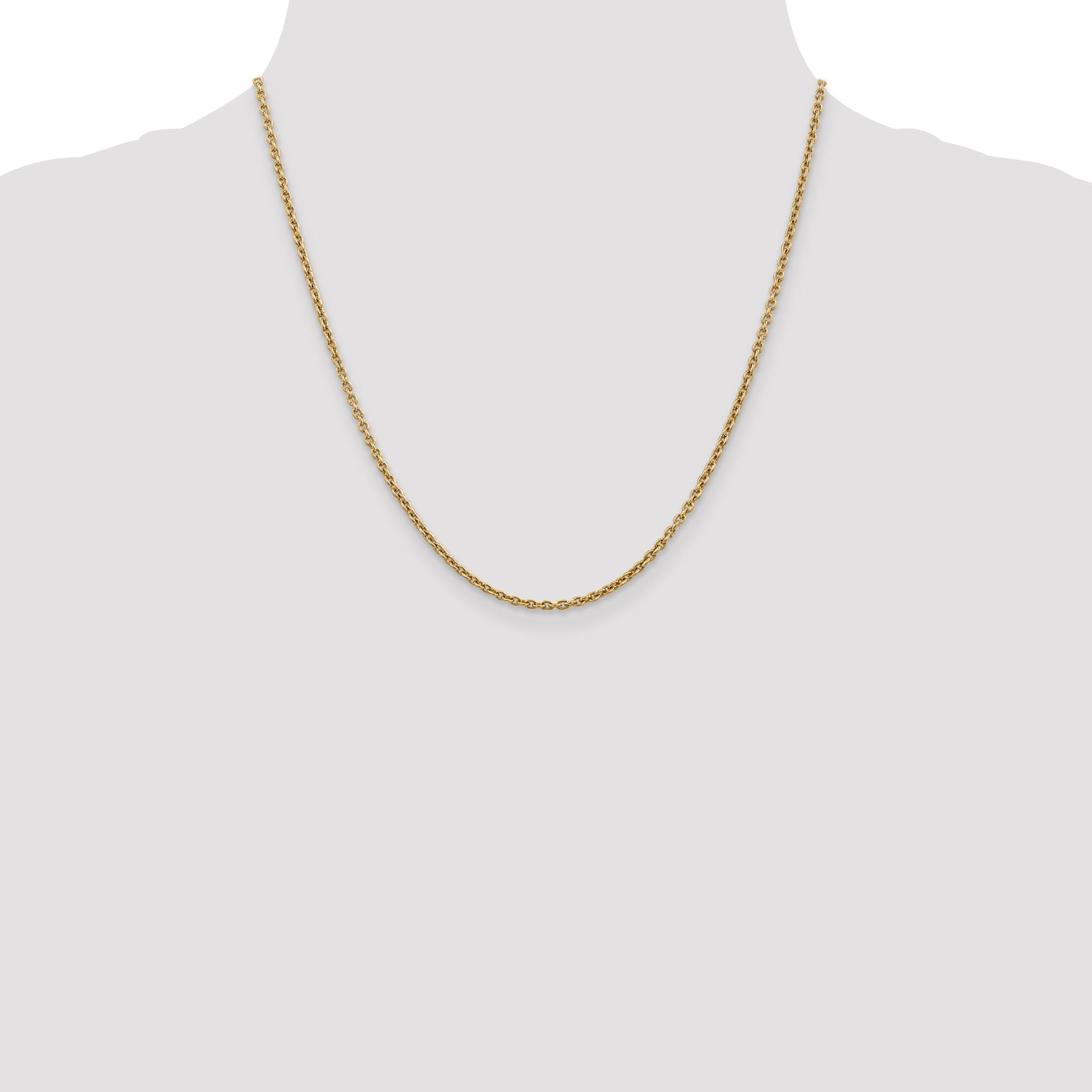 14K Yellow Gold 20 Inch 2.2mm Forzantine Cable With Lobster Clasp Chain Necklace