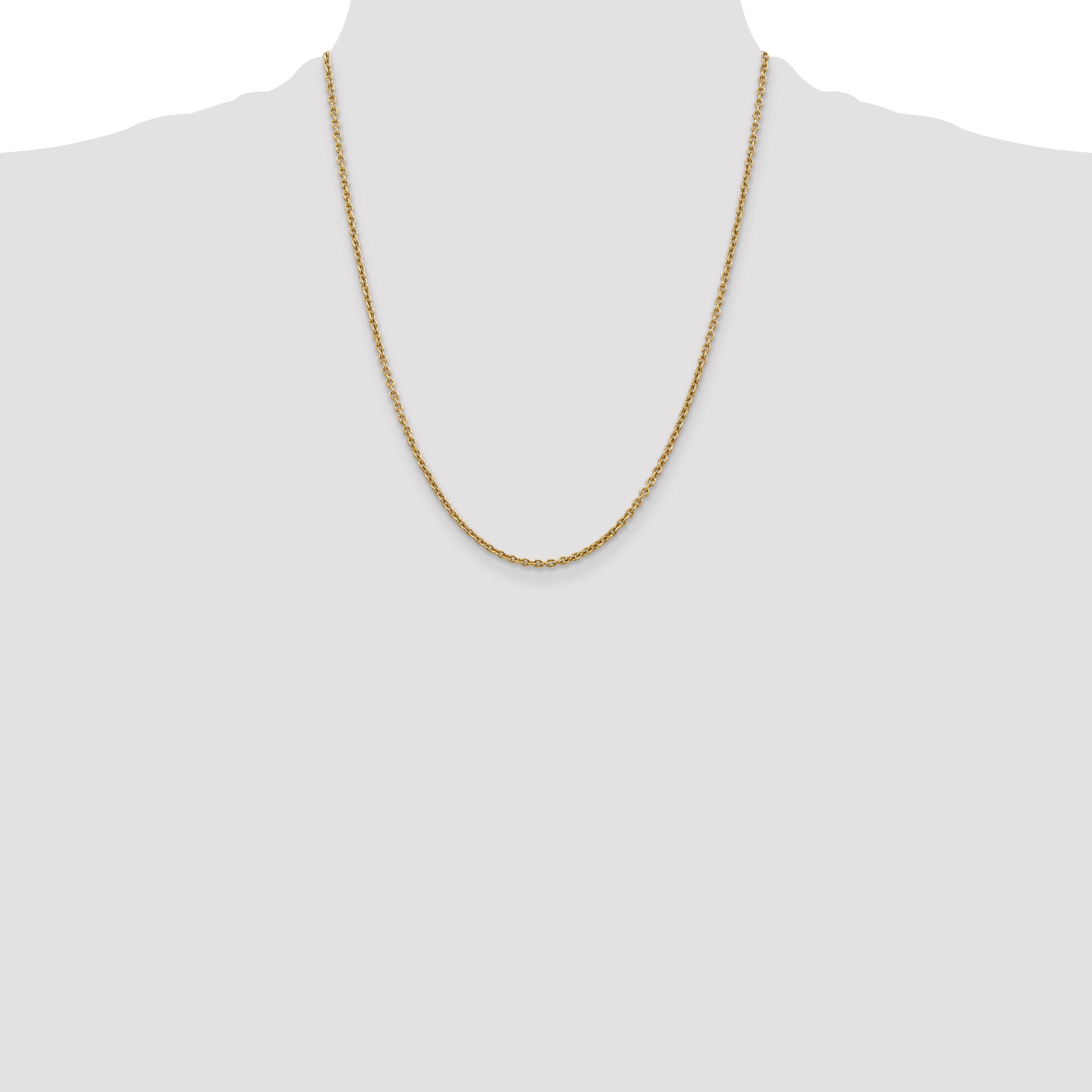 14K Yellow Gold 22 Inch 2.2mm Forzantine Cable With Lobster Clasp Chain Necklace