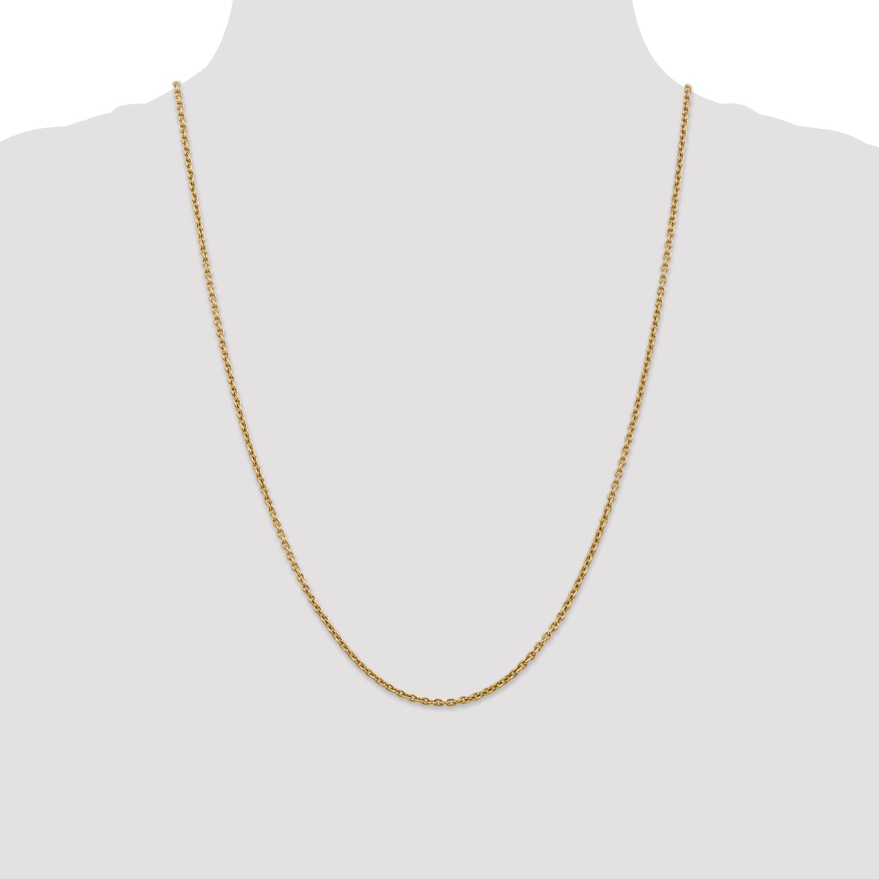 14K Yellow Gold 24 Inch 2.2mm Forzantine Cable With Lobster Clasp Chain Necklace