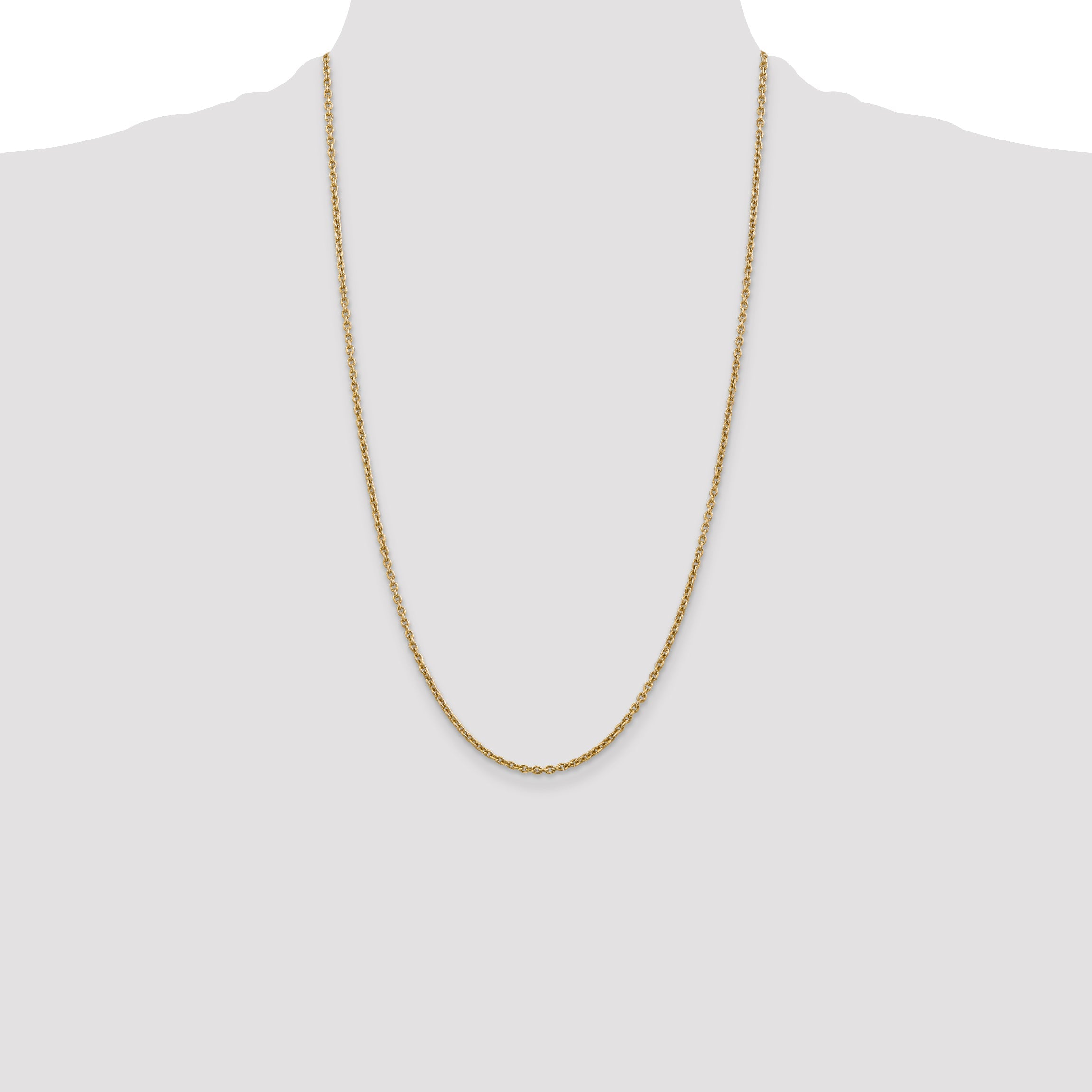 14K Yellow Gold 26 Inch 2.2mm Forzantine Cable With Lobster Clasp Chain Necklace
