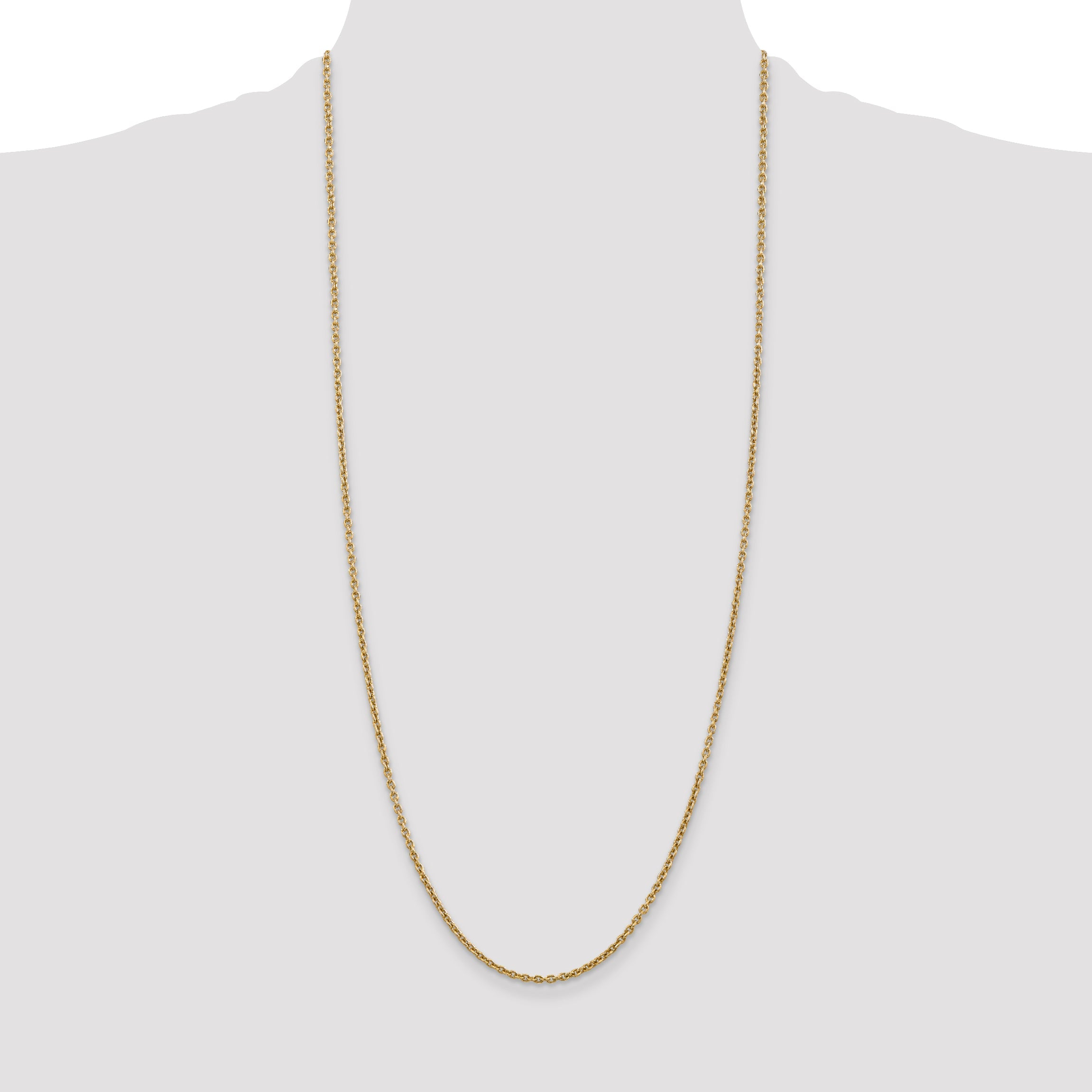 14K Yellow Gold 30 Inch 2.2mm Forzantine Cable With Lobster Clasp Chain Necklace