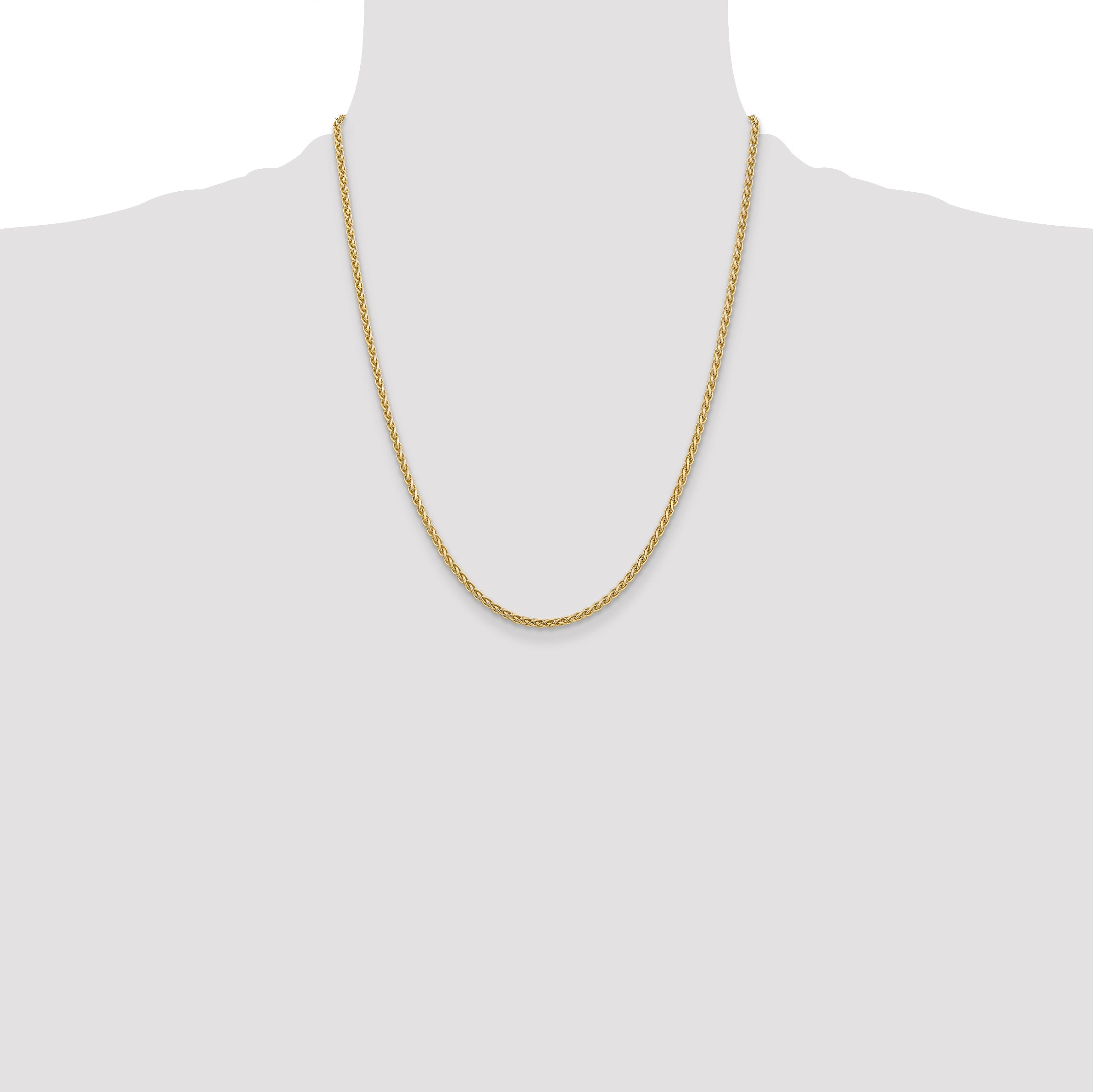 14K Yellow Gold 22 Inch 2.8mm Spiga With Lobster Clasp Chain Necklace