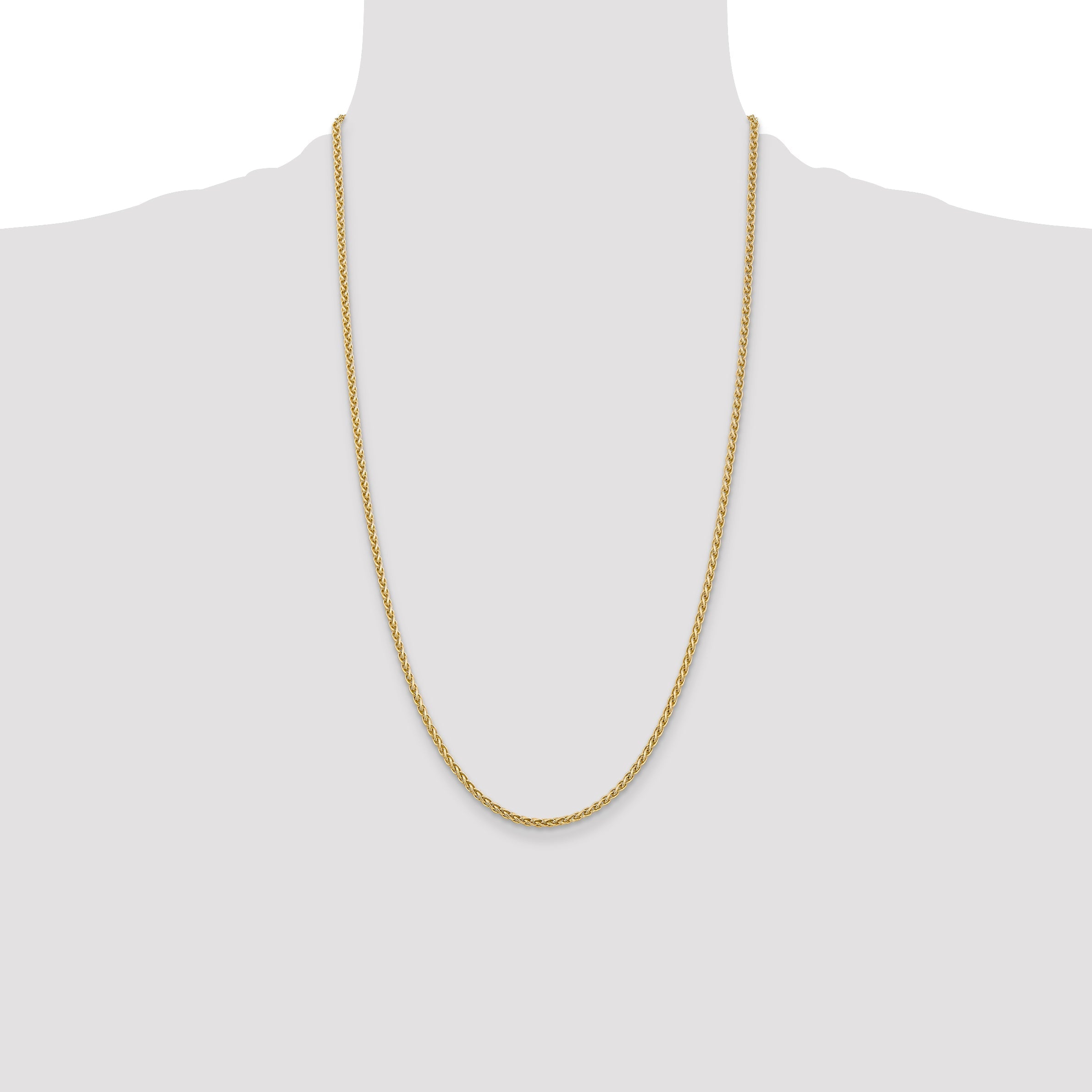 14K Yellow Gold 26 Inch 2.8mm Spiga With Lobster Clasp Chain Necklace
