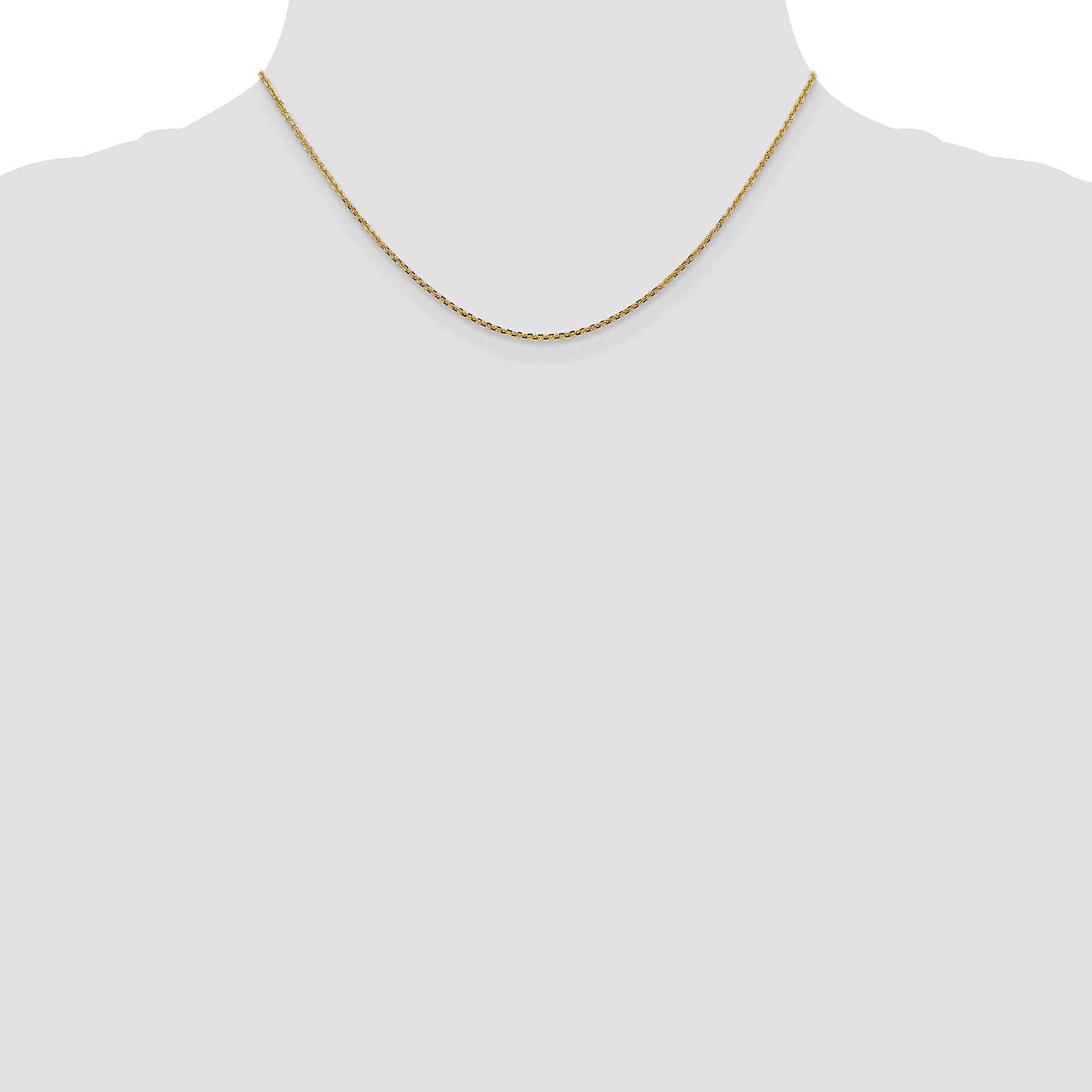 14K Yellow Gold 16 Inch 1.45mm Solid Diamond-Cut Cable With Lobster Clasp Chain Necklace