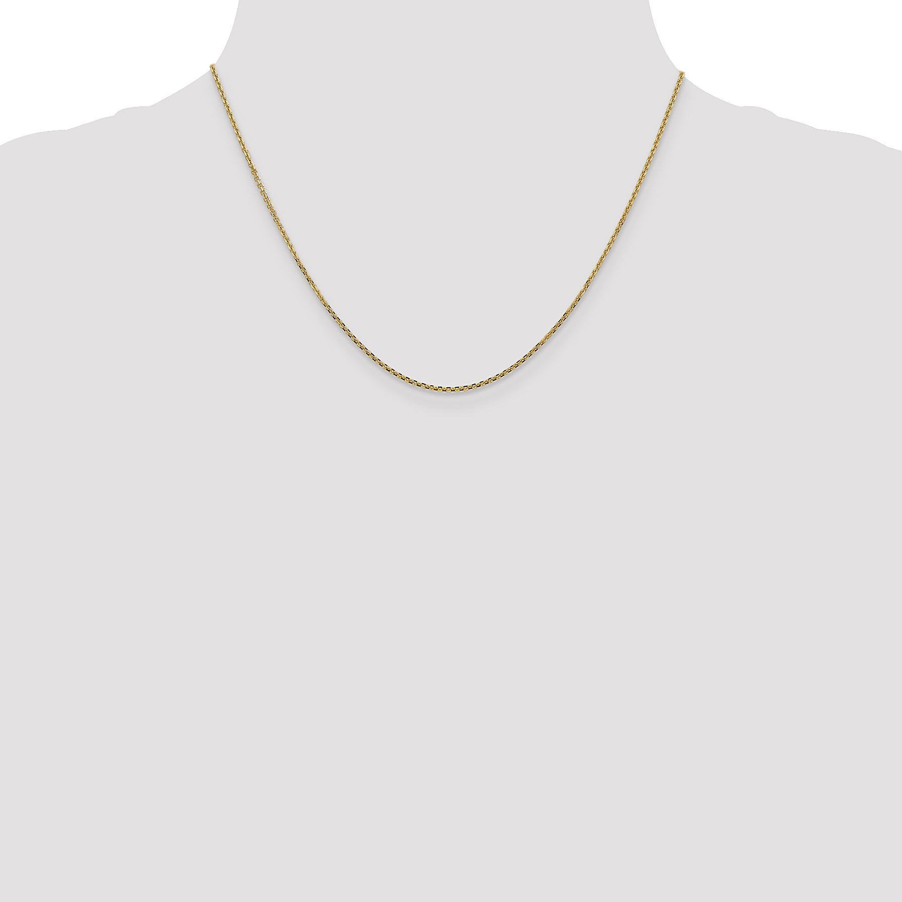 14K Yellow Gold 18 Inch 1.45mm Solid Diamond-Cut Cable With Lobster Clasp Chain Necklace