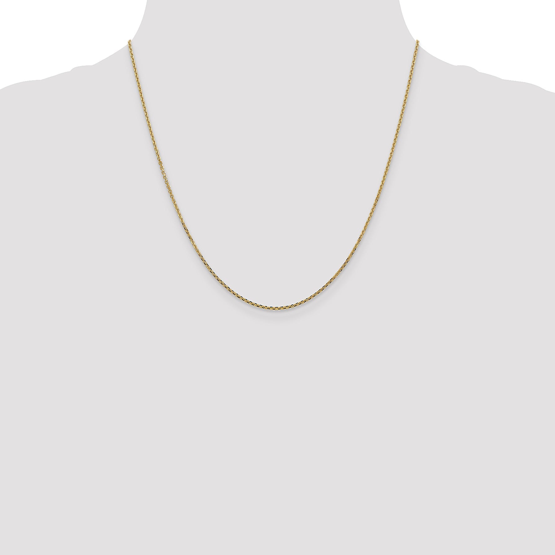 14K Yellow Gold 20 Inch 1.45mm Solid Diamond-Cut Cable With Lobster Clasp Chain Necklace