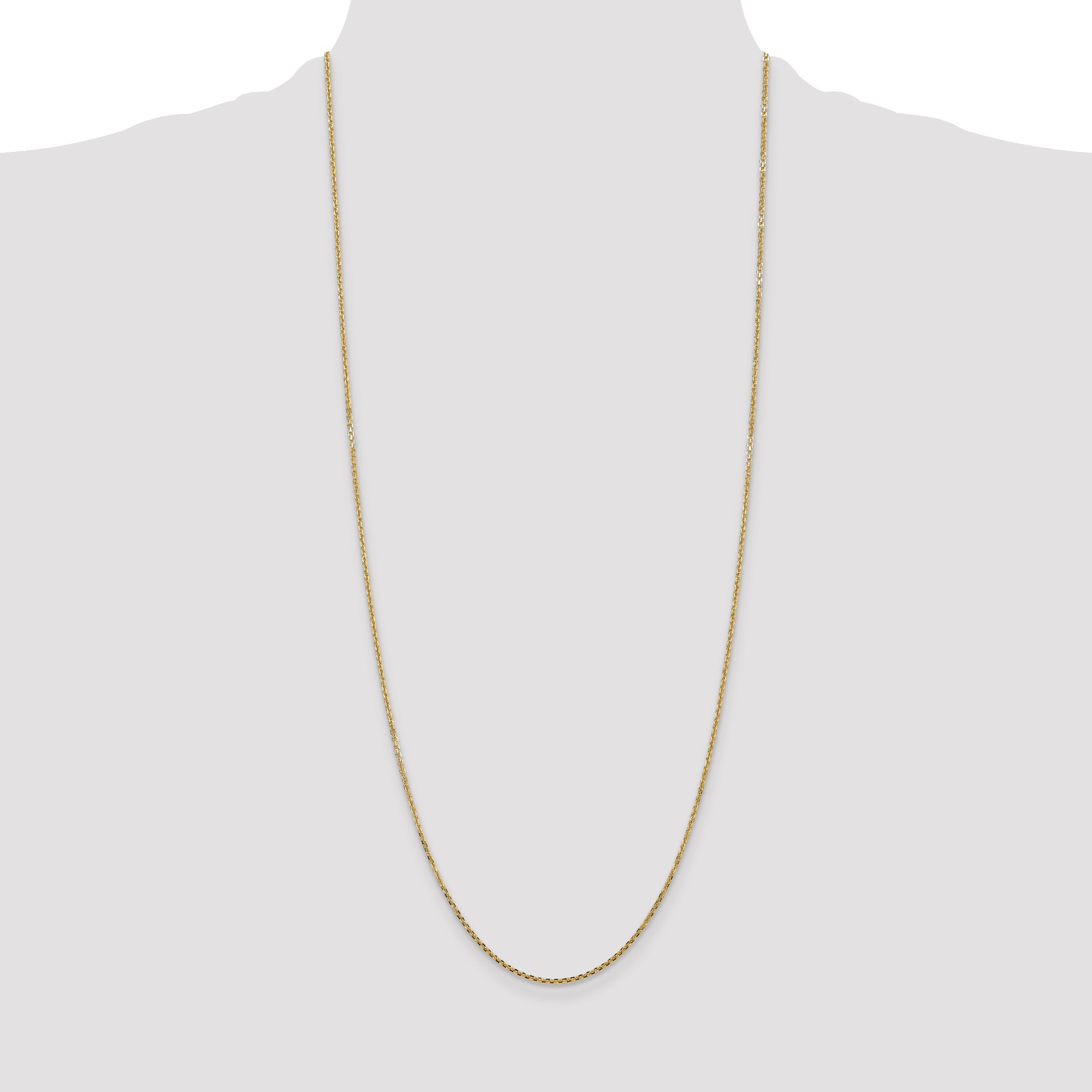 14K Yellow Gold 22 Inch 1.45mm Solid Diamond-Cut Cable With Lobster Clasp Chain Necklace