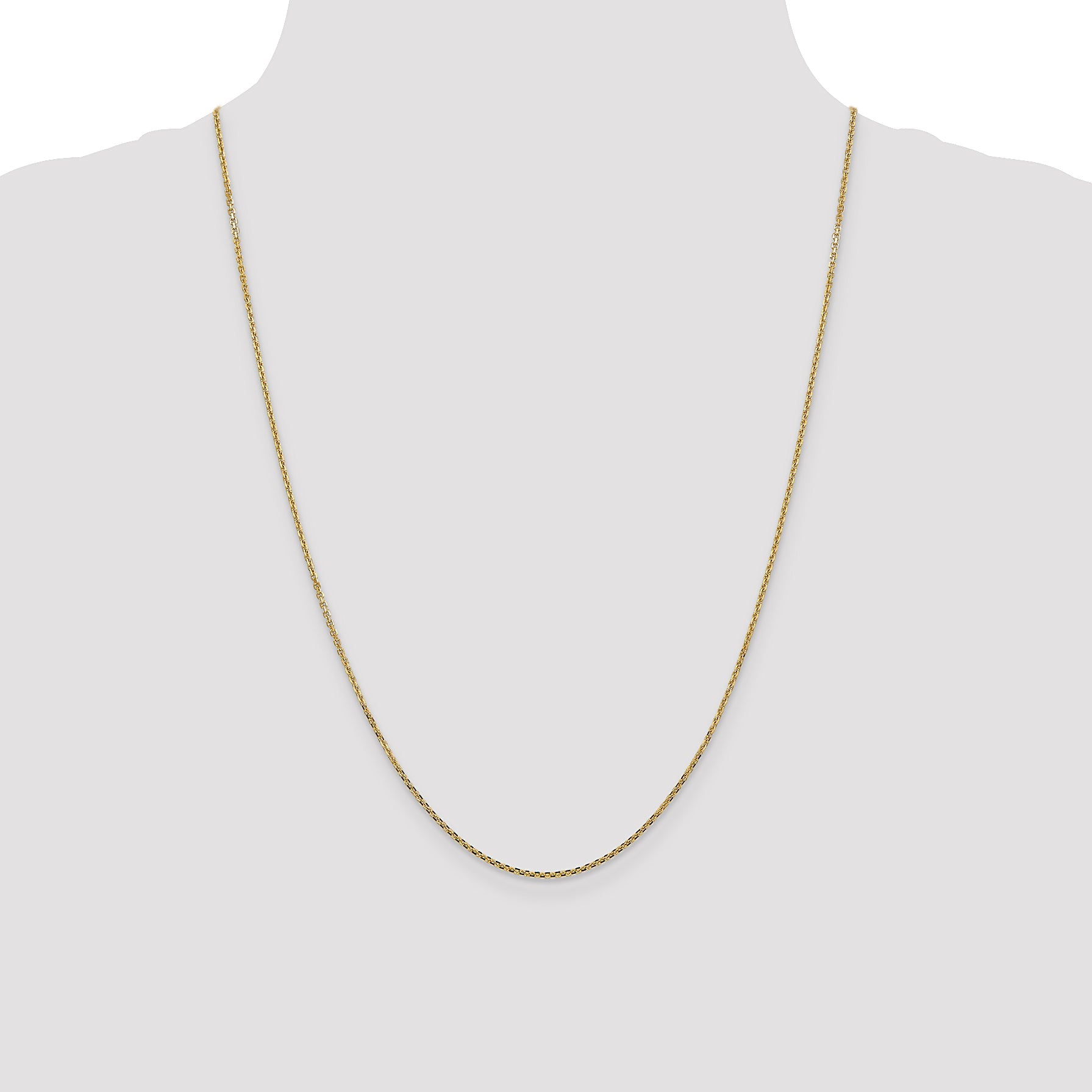 14K Yellow Gold 24 Inch 1.45mm Solid Diamond-Cut Cable With Lobster Clasp Chain Necklace