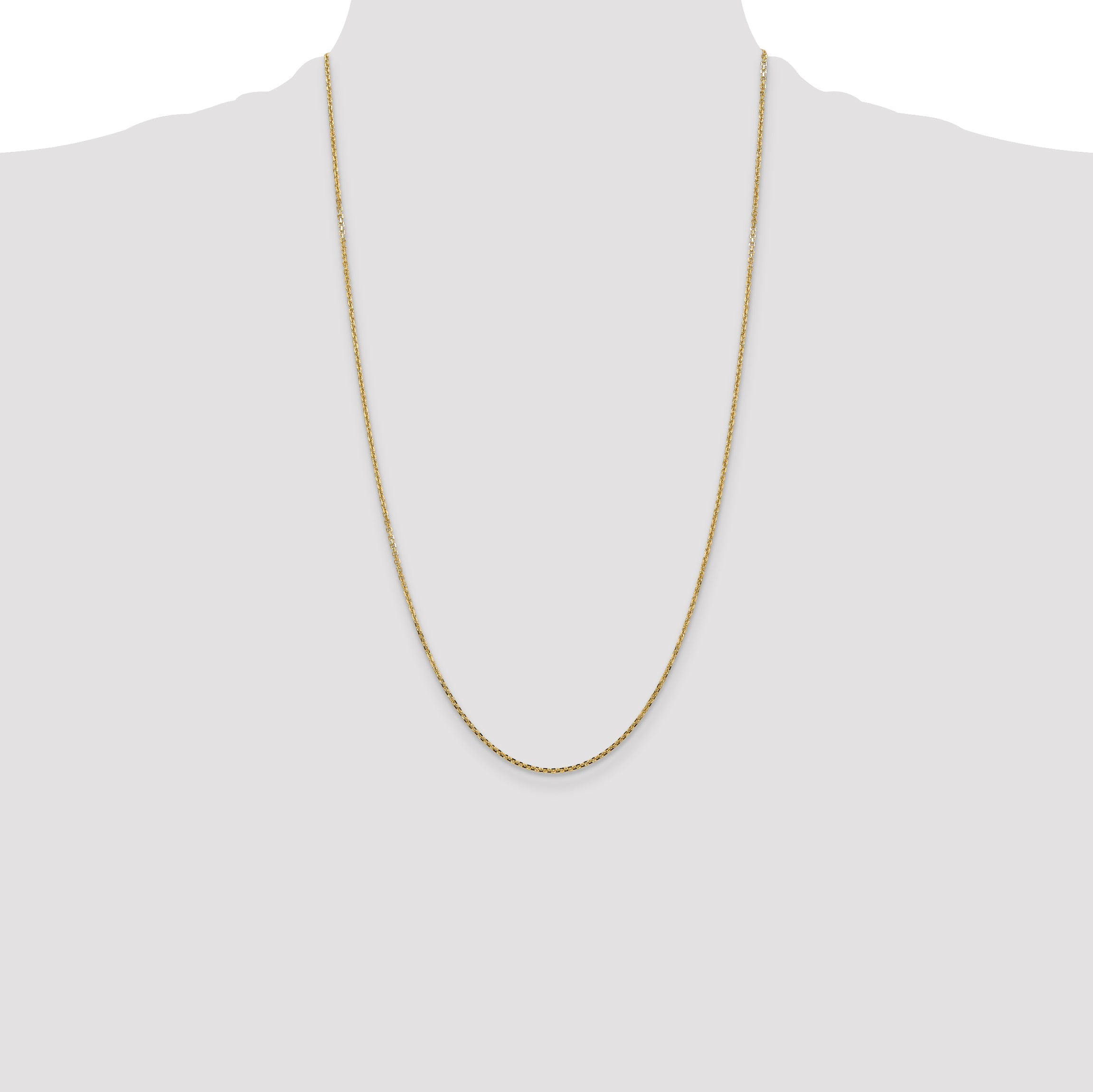 14K Yellow Gold 26 Inch 1.45mm Solid Diamond-Cut Cable With Lobster Clasp Chain Necklace