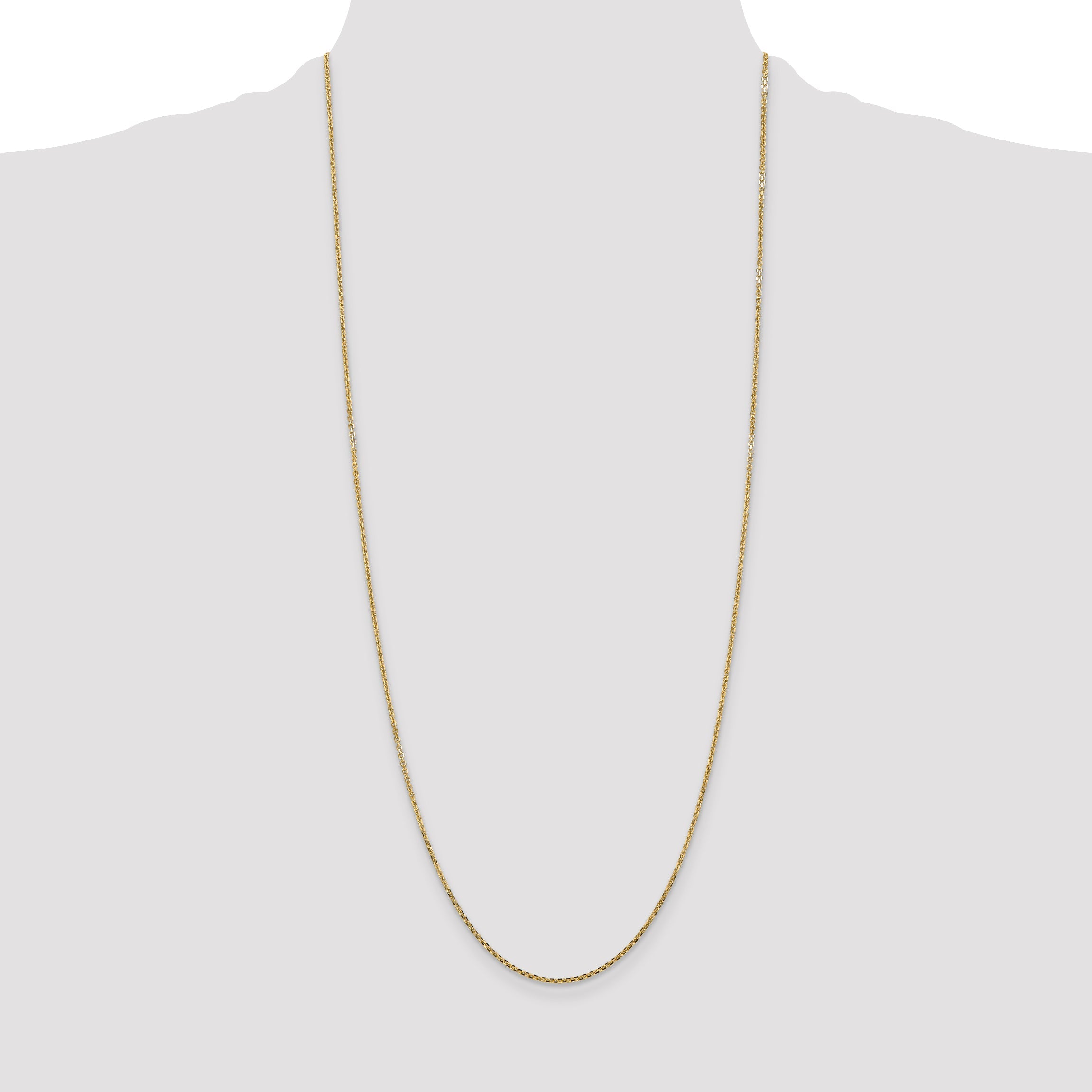 14K Yellow Gold 30 Inch 1.45mm Solid Diamond-Cut Cable With Lobster Clasp Chain Necklace