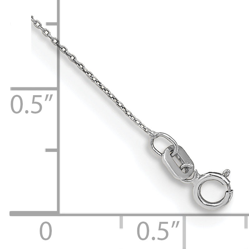 14K White Gold 10 Inch .75mm Cable With Spring Ring Clasp Anklet