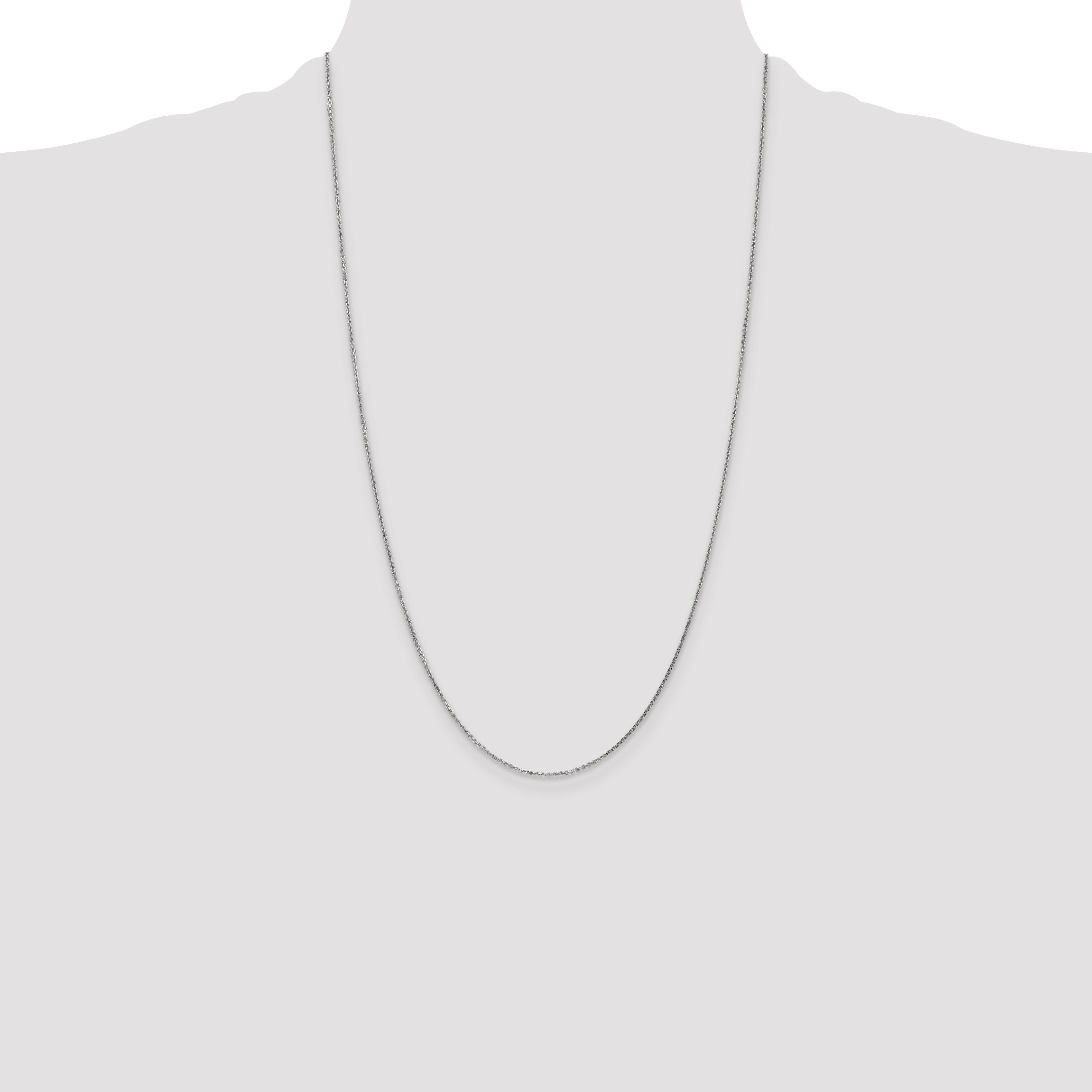 14K White Gold 26 Inch .95mm Diamond-Cut Cable With Lobster Clasp Chain Necklace