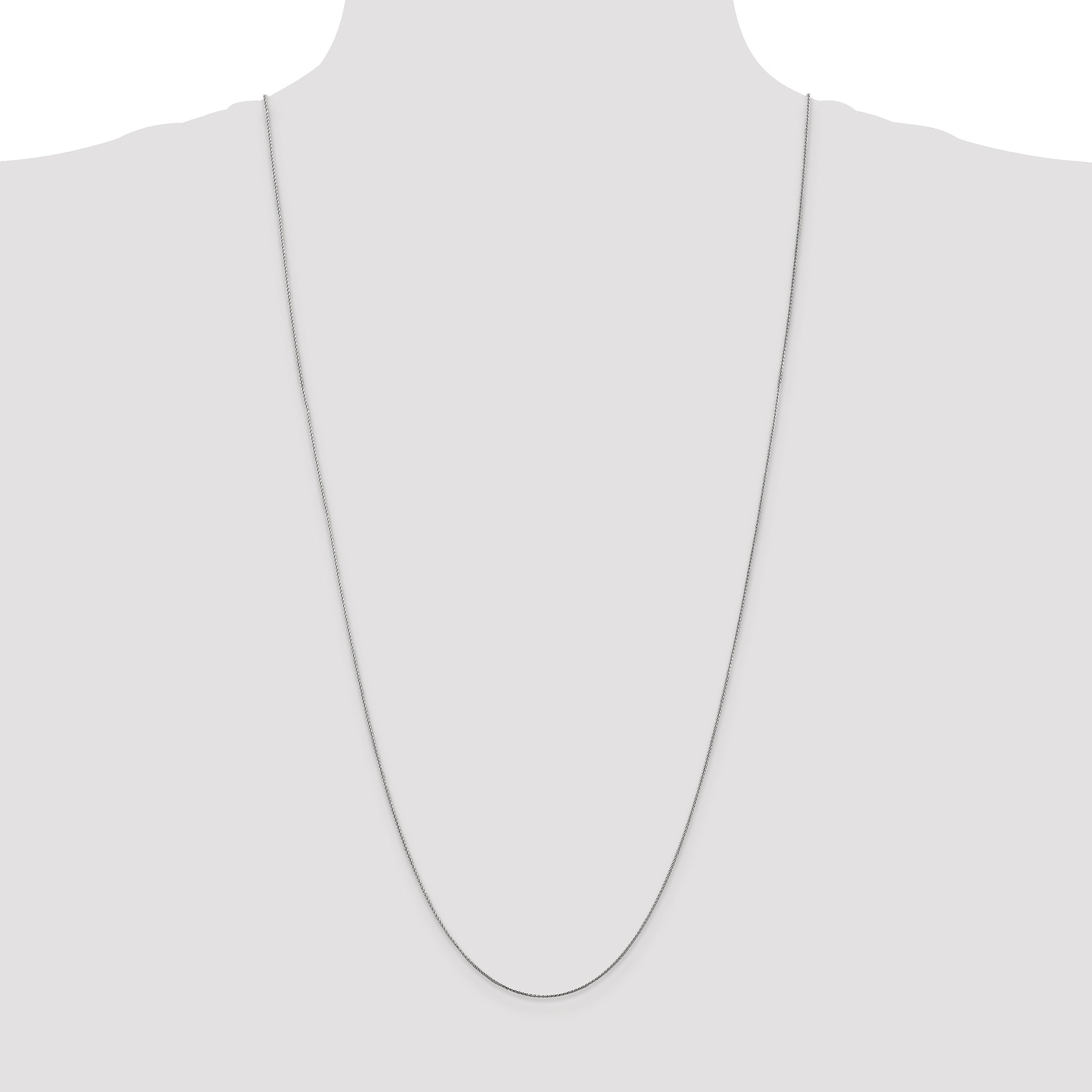 14K White Gold 30 Inch .85mm Diamond-Cut Spiga With Lobster Clasp Chain Necklace