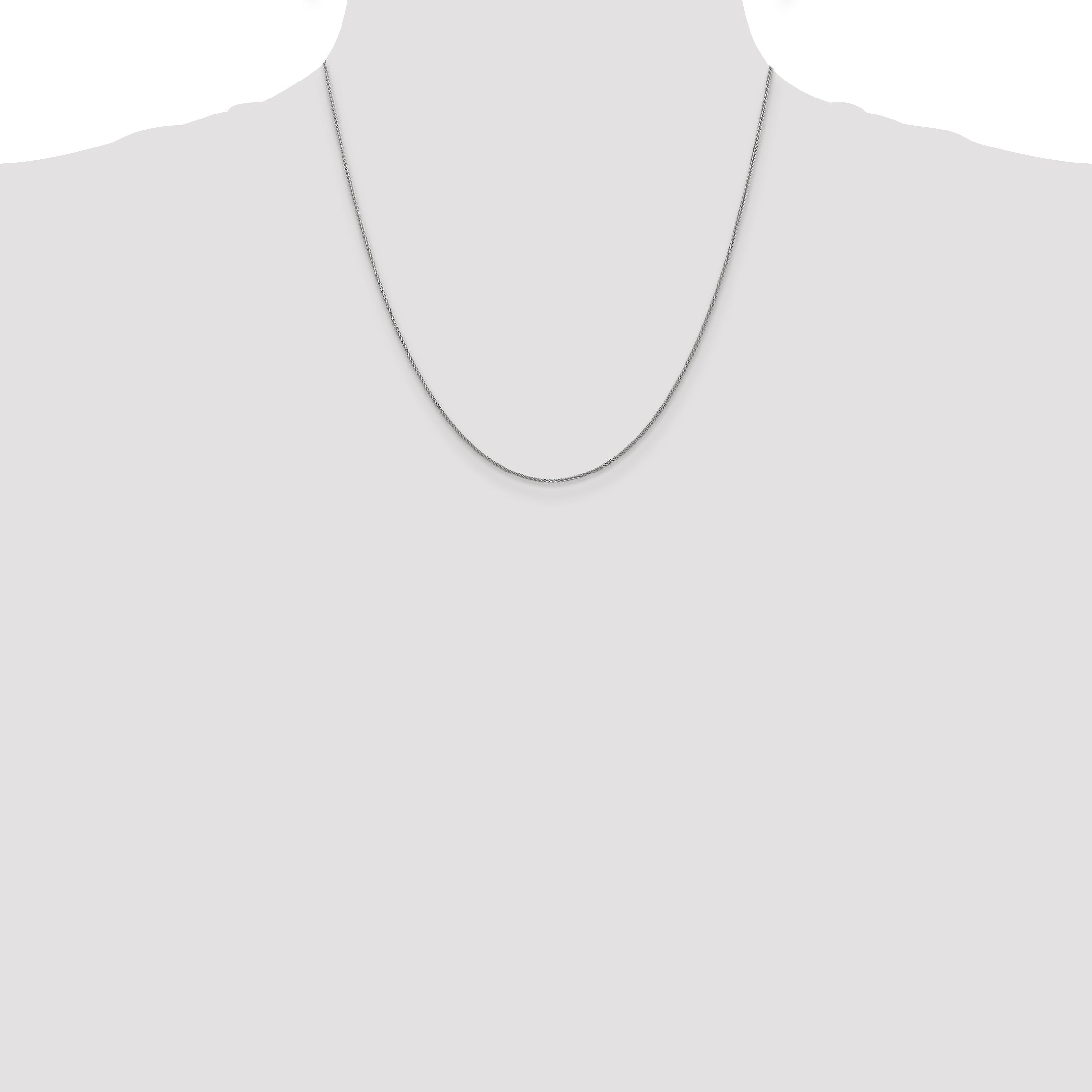 14K White Gold 20 Inch 1.05mm Diamond-Cut Spiga With Lobster Clasp Chain Necklace