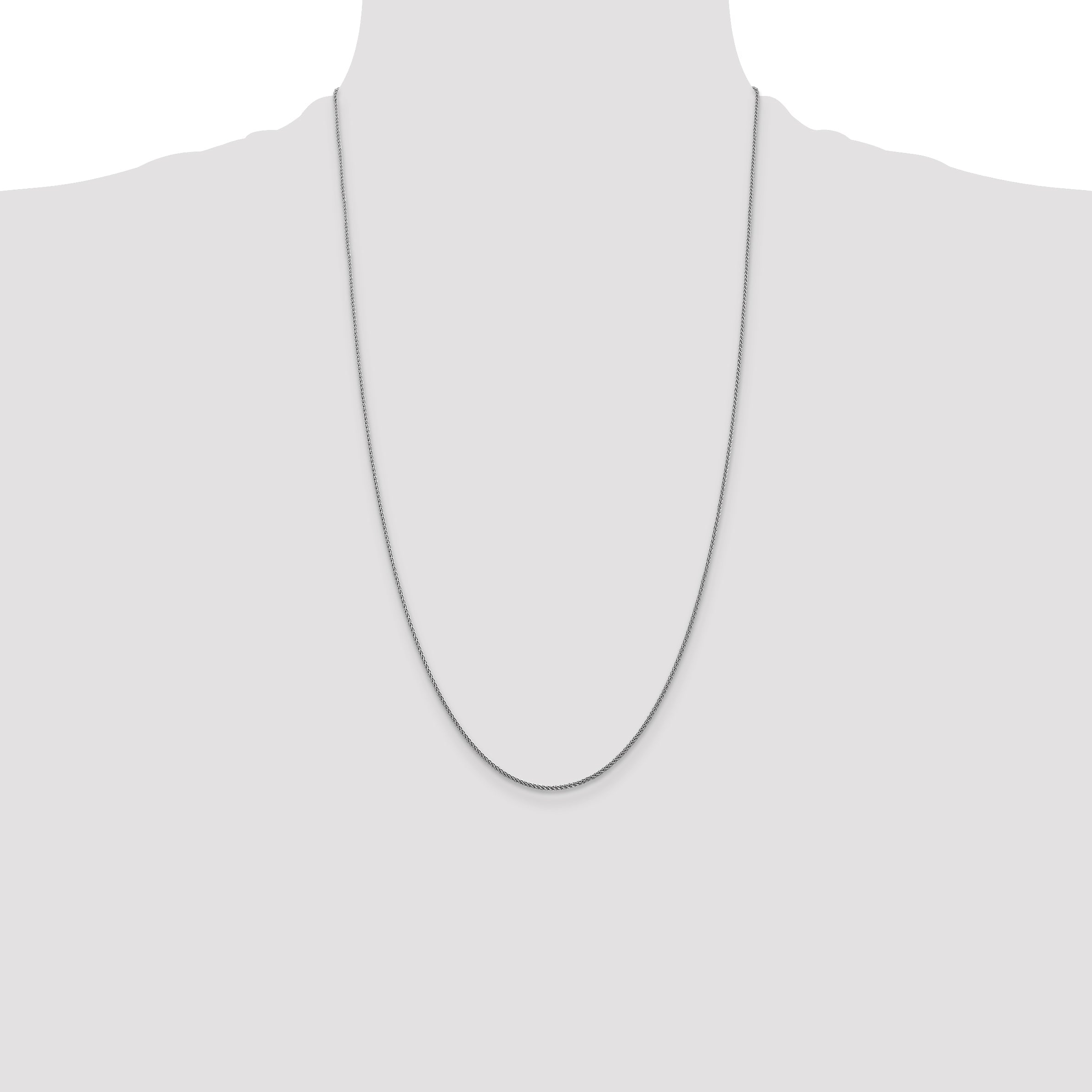 14K White Gold 26 Inch 1.05mm Diamond-Cut Spiga With Lobster Clasp Chain Necklace