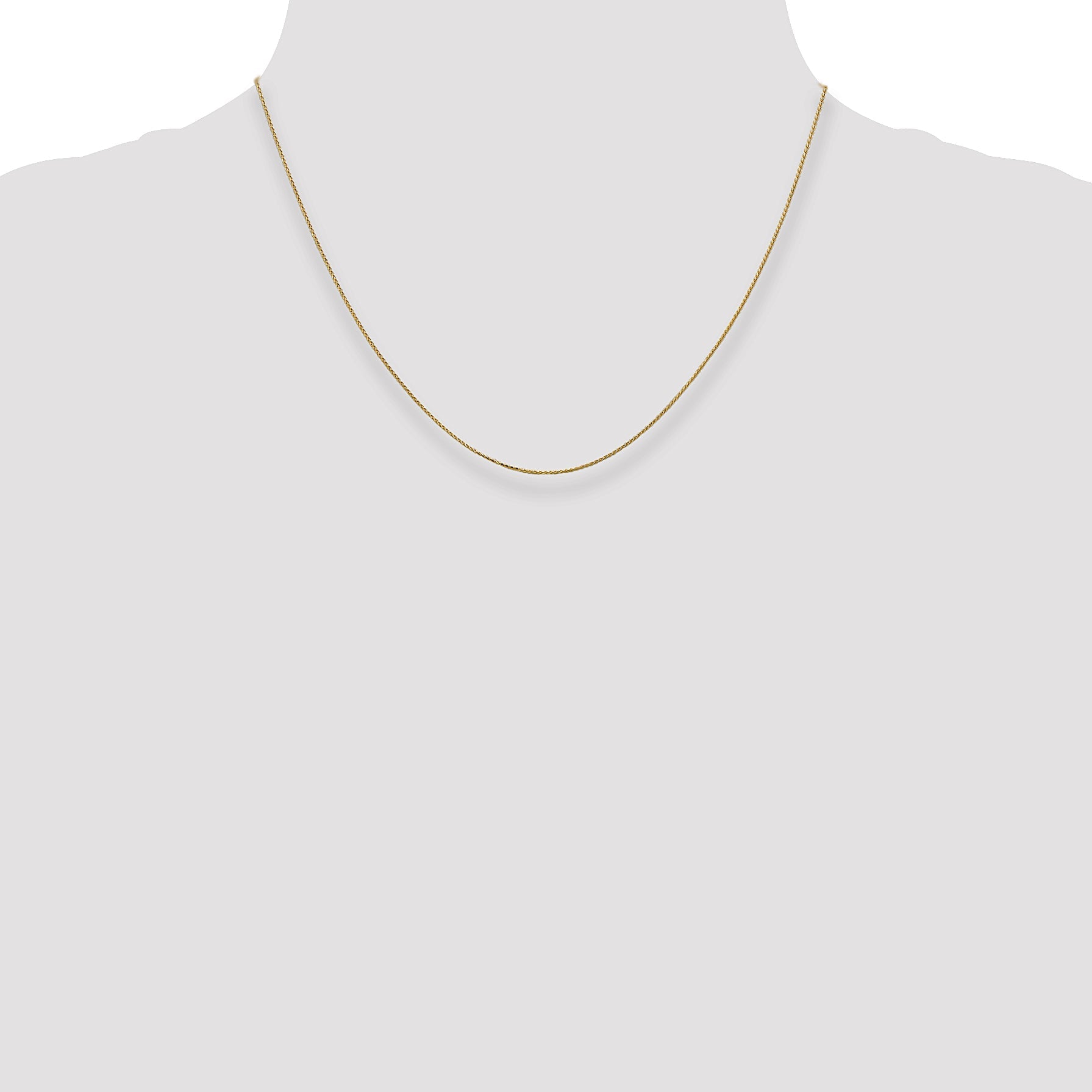 14K Yellow Gold 18 Inch .85mm Diamond-Cut Spiga With Spring Ring Clasp Chain Necklace