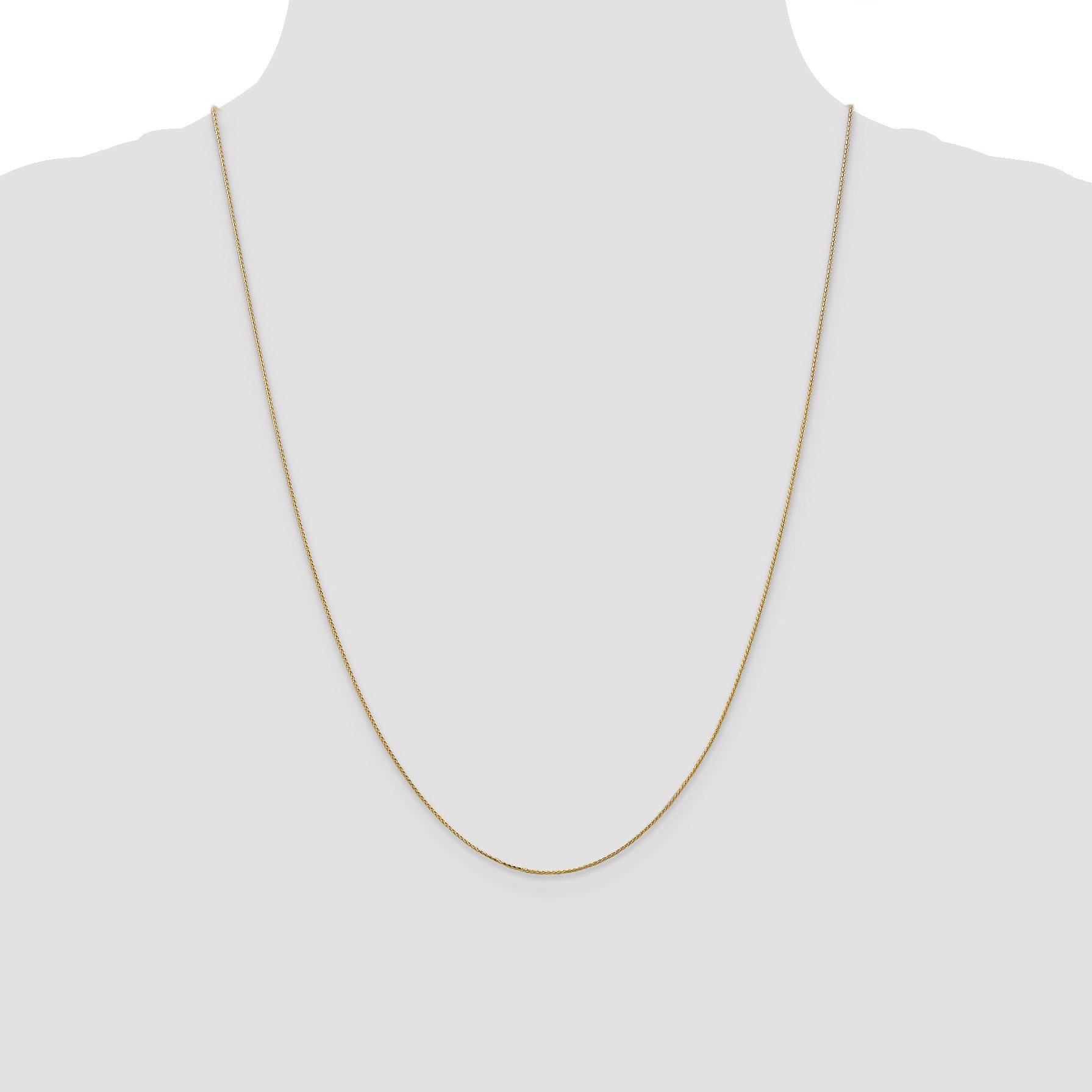 14K Yellow Gold 24 Inch .85mm Diamond-Cut Spiga With Spring Ring Clasp Chain Necklace