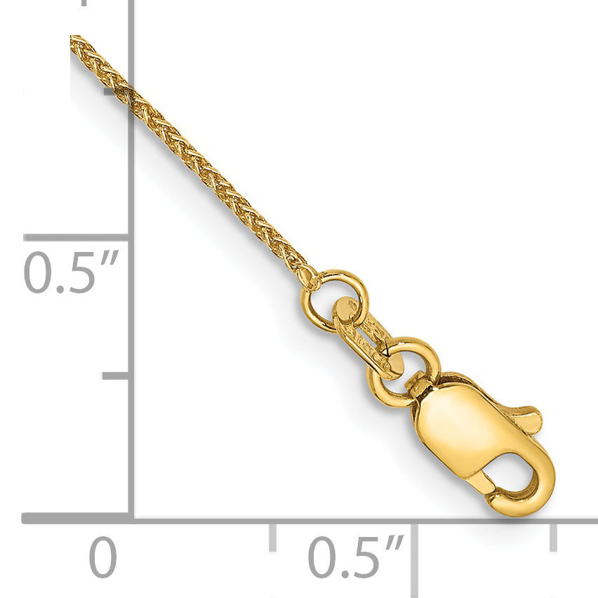 14K Yellow Gold 10 Inch .85mm Spiga With Lobster Clasp Anklet