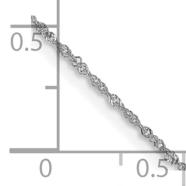 14K White Gold 14 Inch 1mm Singapore With Spring Ring Clasp Chain Necklace