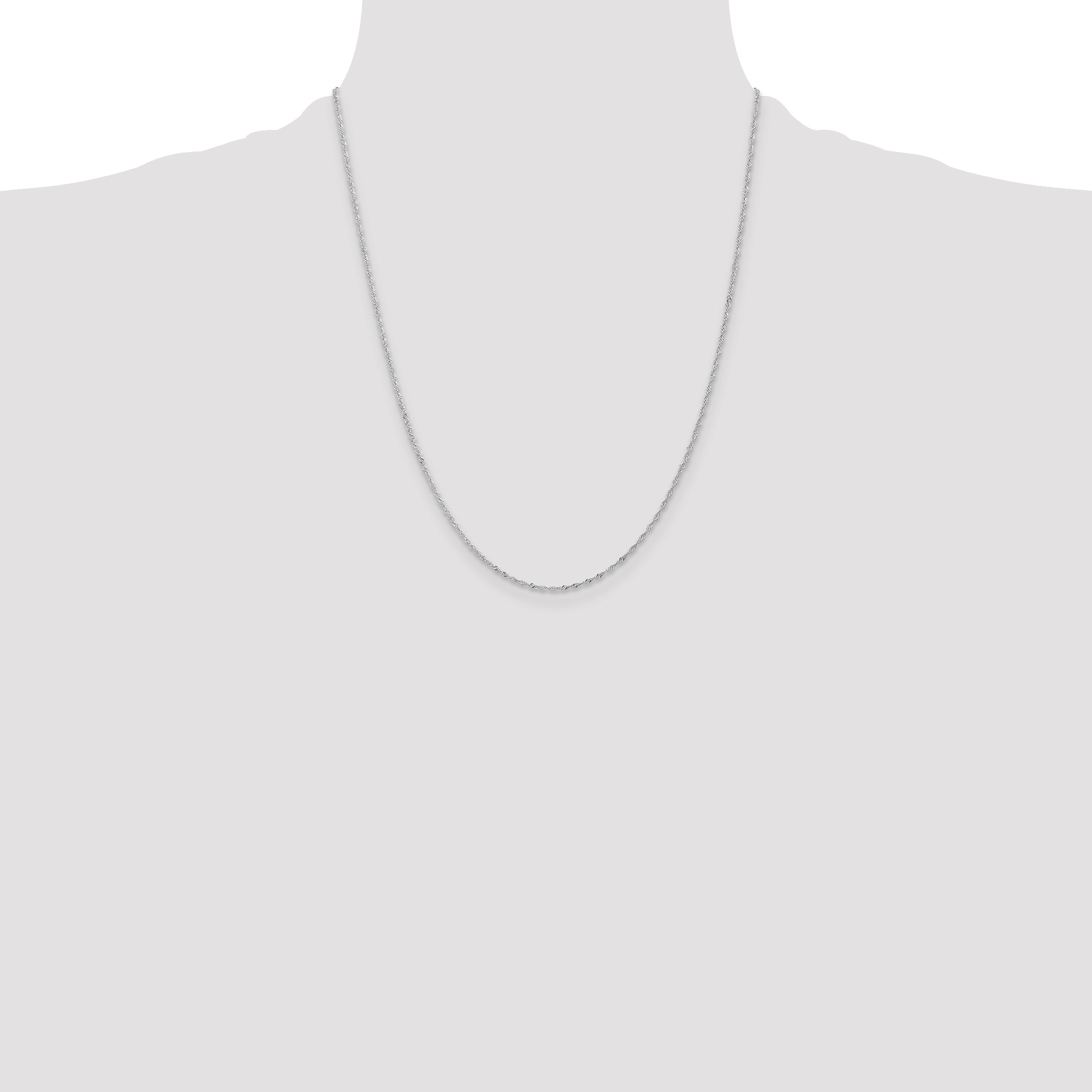 14K White Gold 22 Inch 1.10mm Singapore With Spring Ring Clasp Chain Necklace