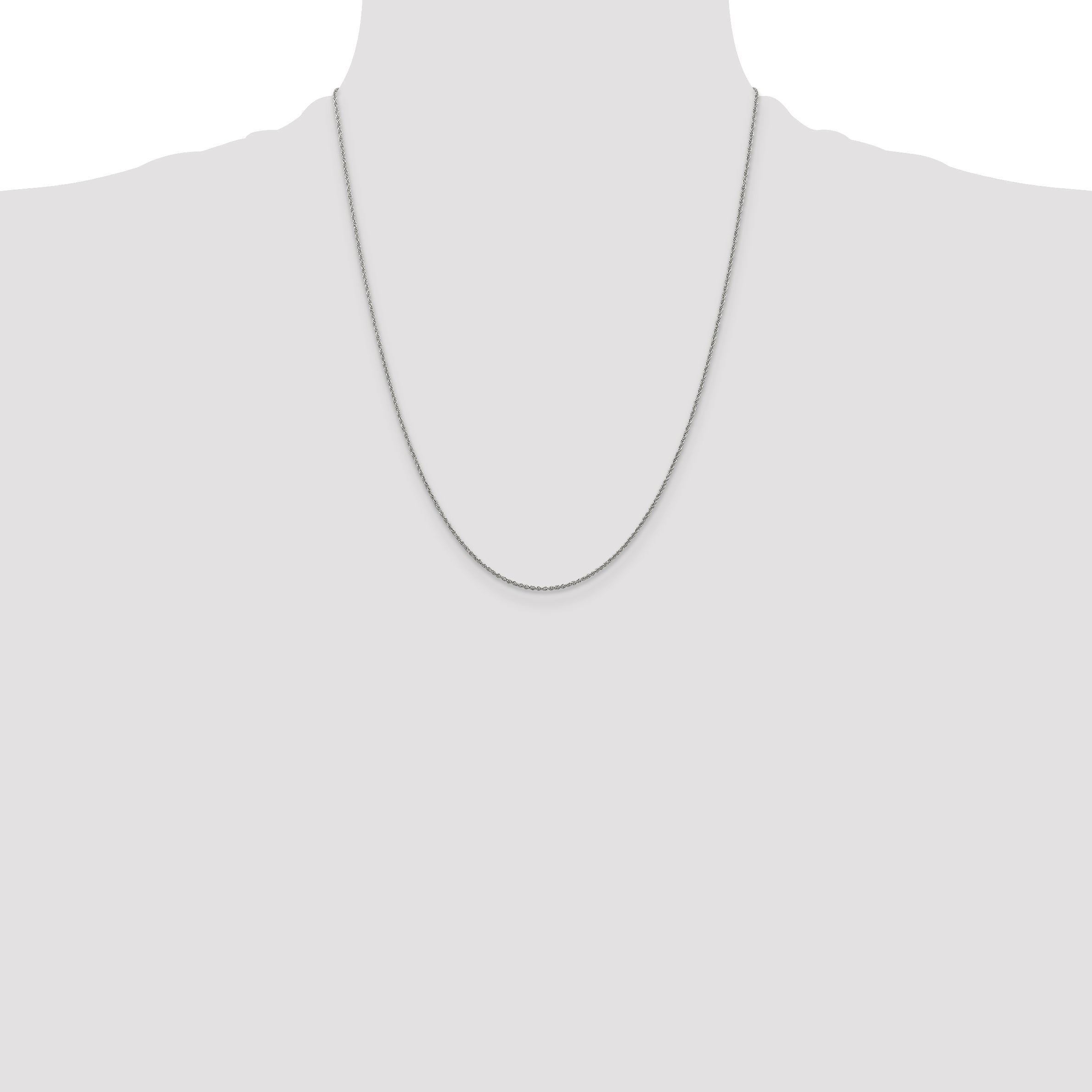 14K White Gold 22 Inch 1.1mm Baby Rope With Spring Ring Clasp Chain Necklace