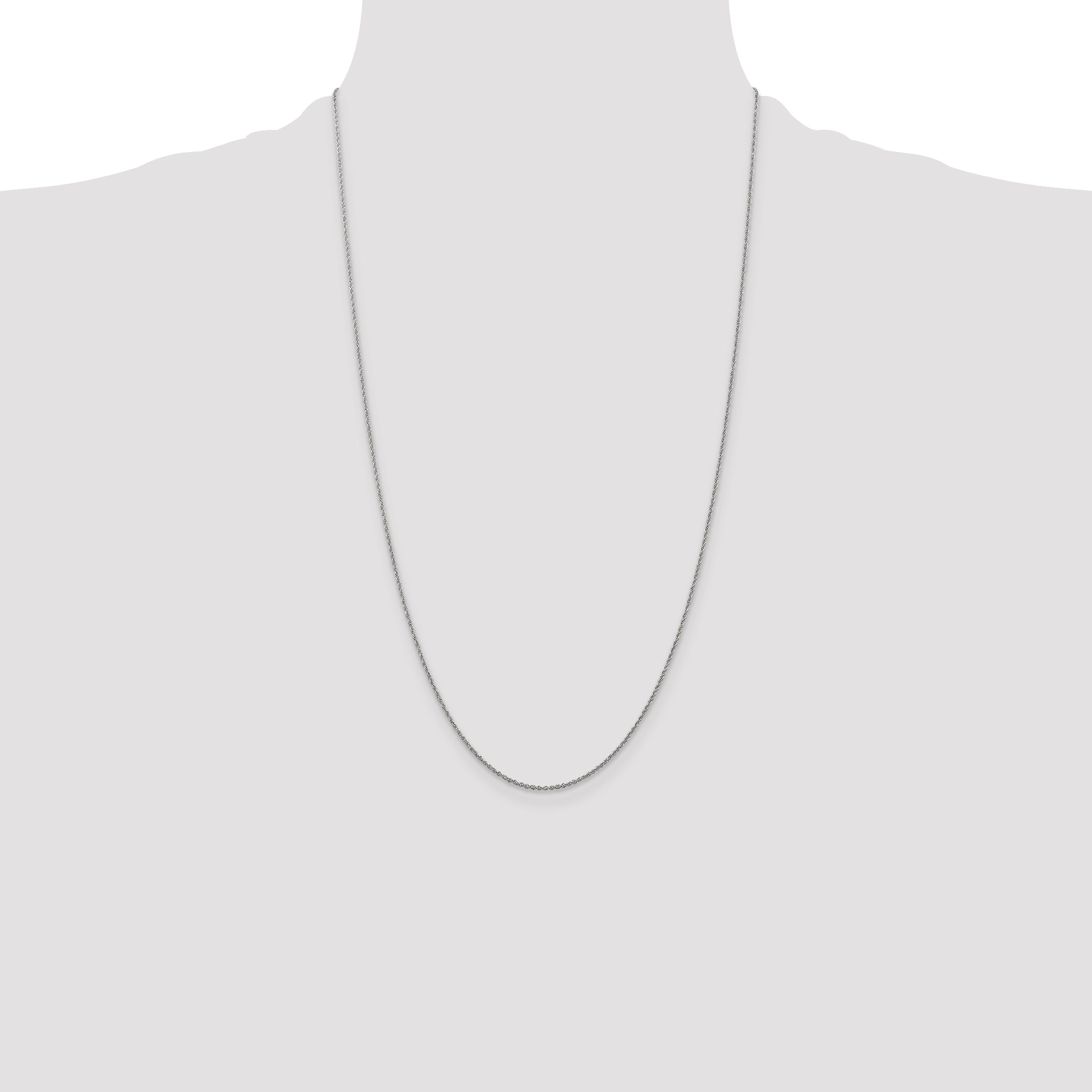 14K White Gold 26 Inch 1.1mm Baby Rope With Spring Ring Clasp Chain Necklace