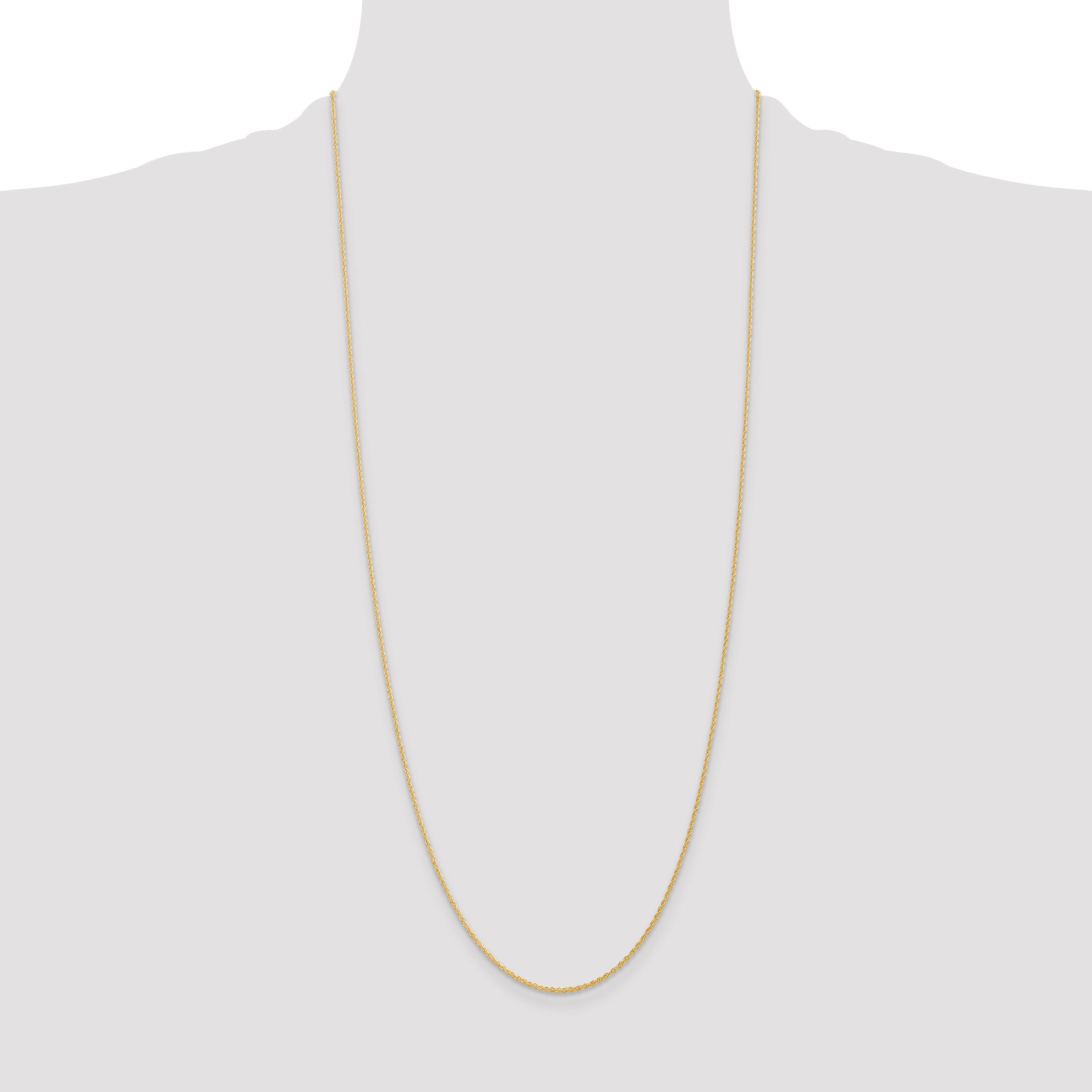 14K Yellow Gold 30 Inch 1.1mm Baby Rope With Spring Ring Clasp Chain Necklace