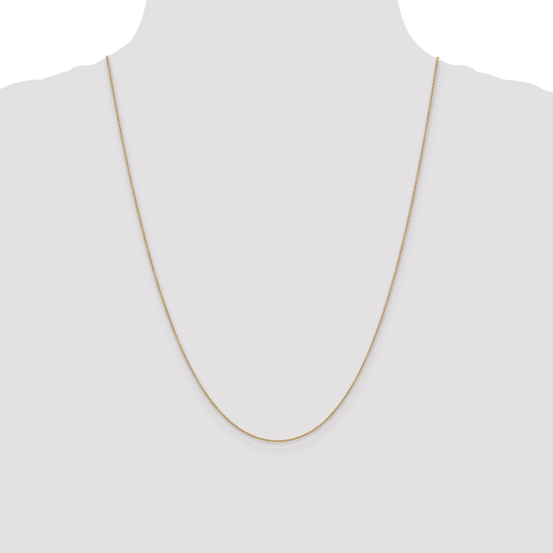 14K Yellow Gold 24 Inch .9mm Cable With Spring Ring Clasp Chain Necklace