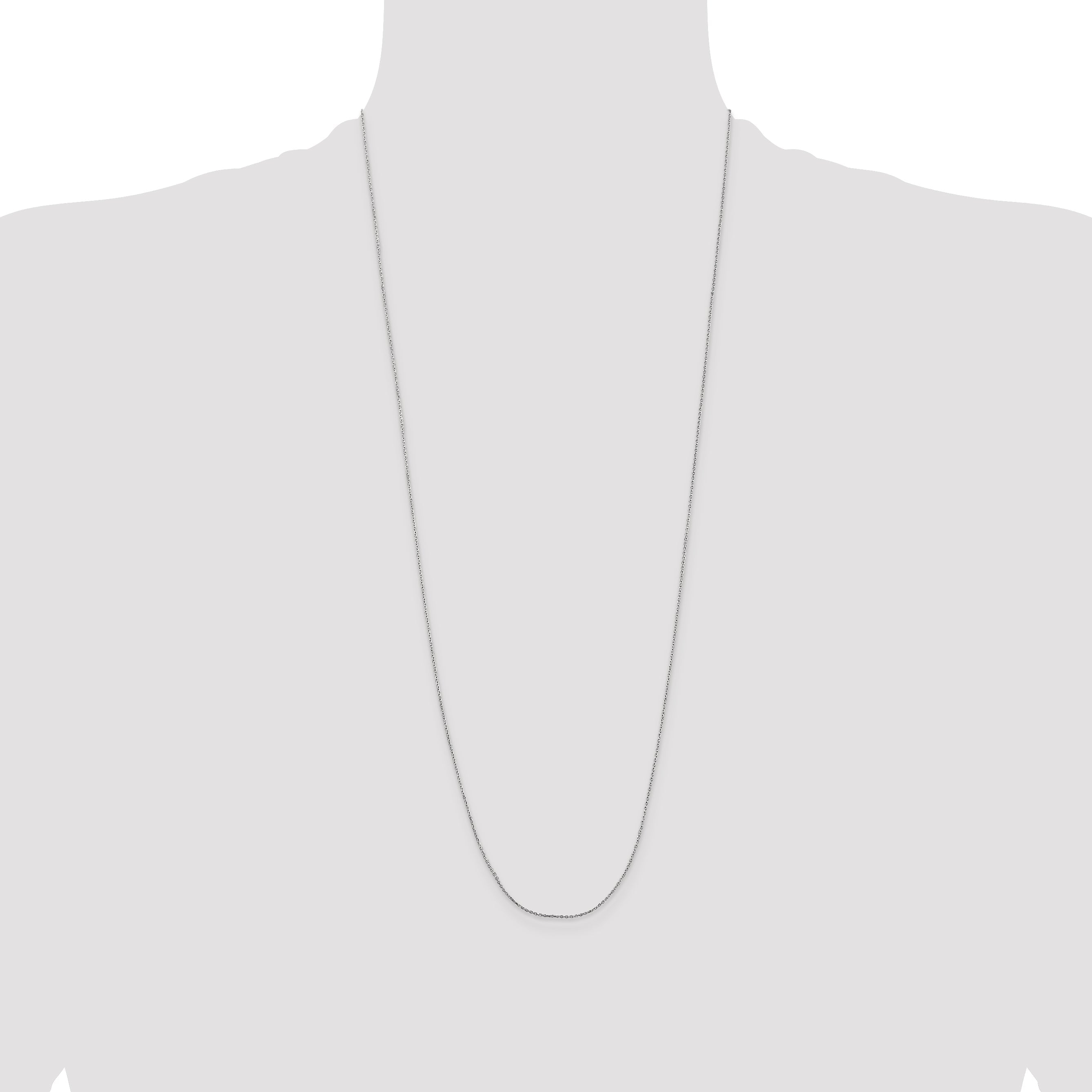 14K White Gold 30 Inch .8mm Diamond-Cut Cable With Lobster Clasp Chain Necklace