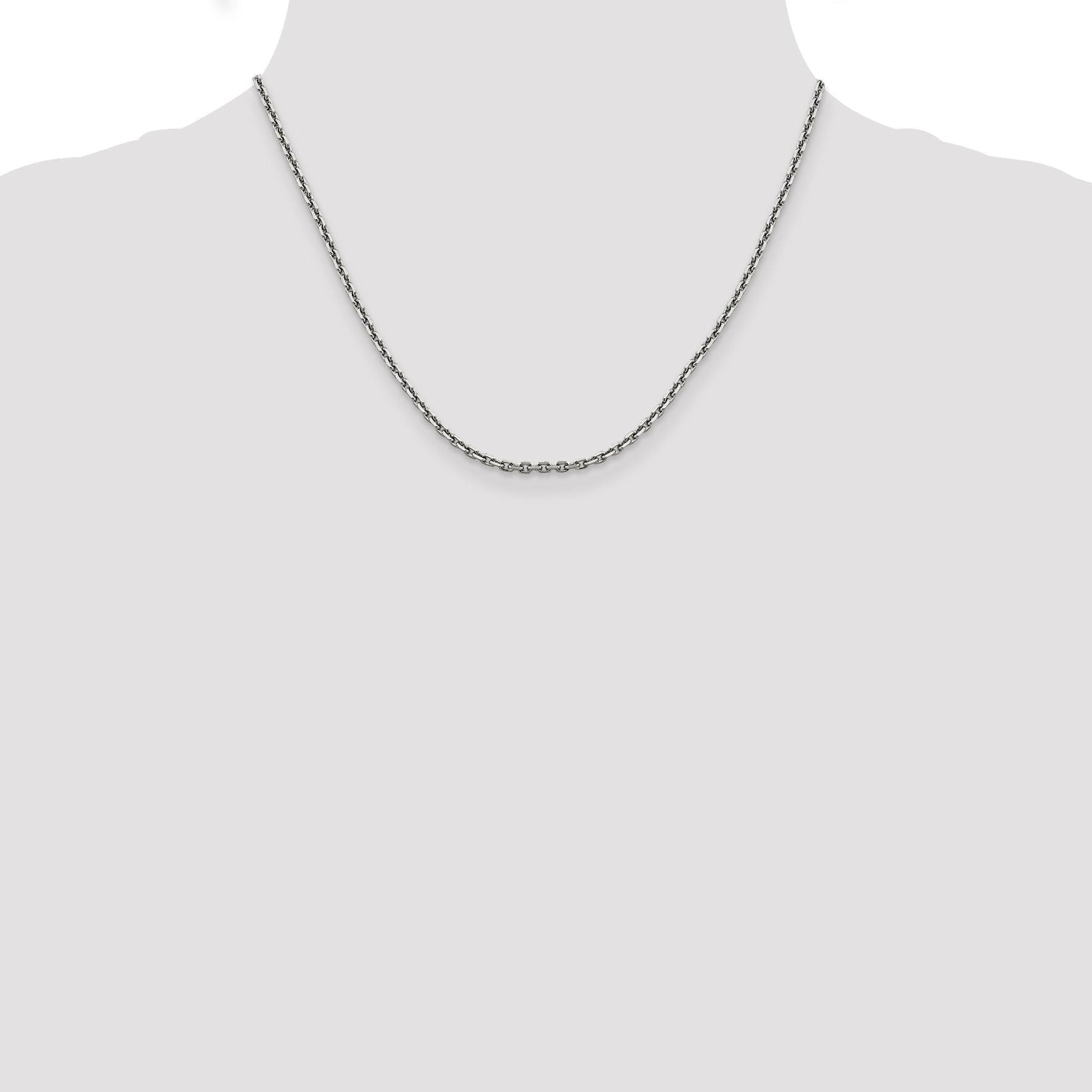 14K White Gold 18 Inch 2.5mm Diamond-Cut Cable With Lobster Clasp Chain Necklace