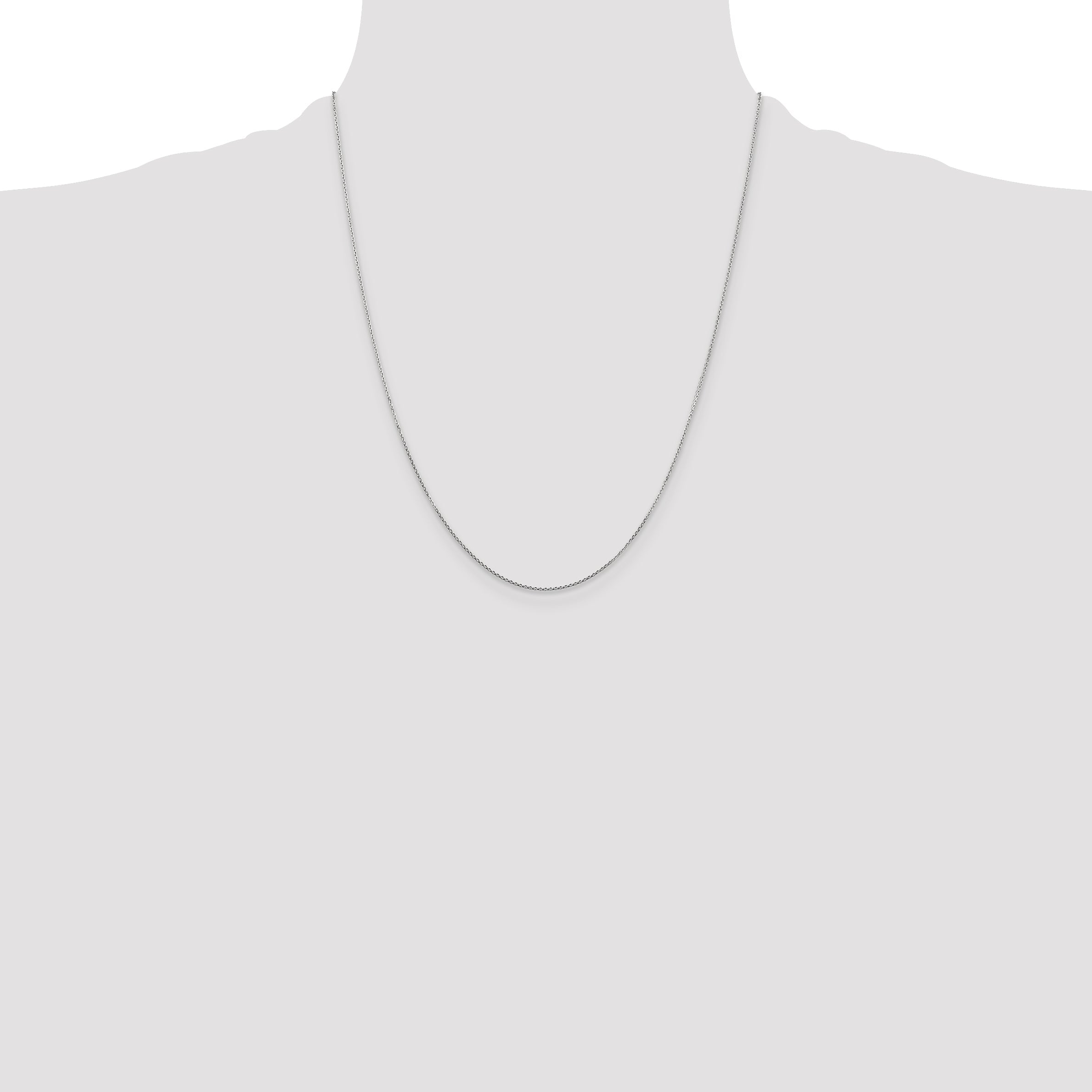 14K White Gold 22 Inch .8mm Diamond-Cut Round Open Link Cable With Lobster Clasp Chain Necklace