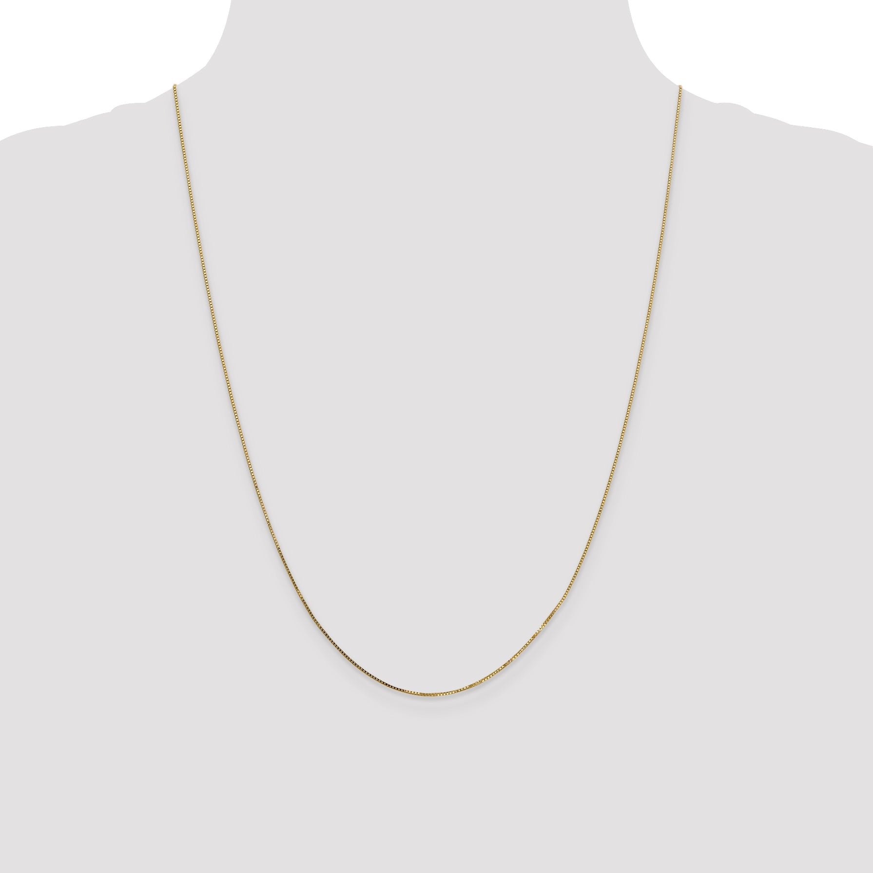 14K Yellow Gold 24 Inch .7mm Box With Spring Ring Clasp Chain Necklace