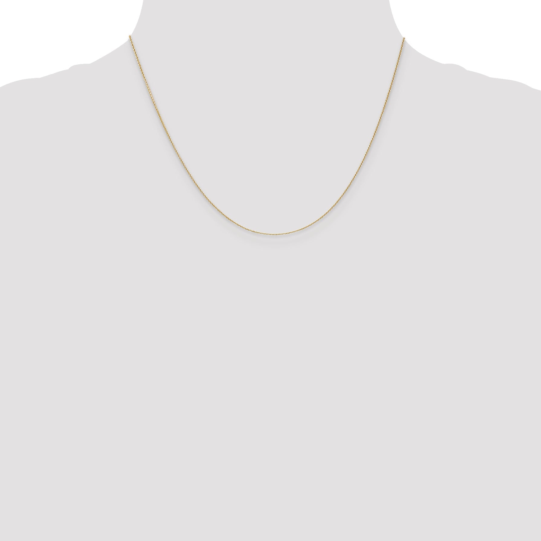 14K Yellow Gold 18 Inch .65mm Diamond-Cut Round Open Link Cable With Lobster Clasp Chain Necklace