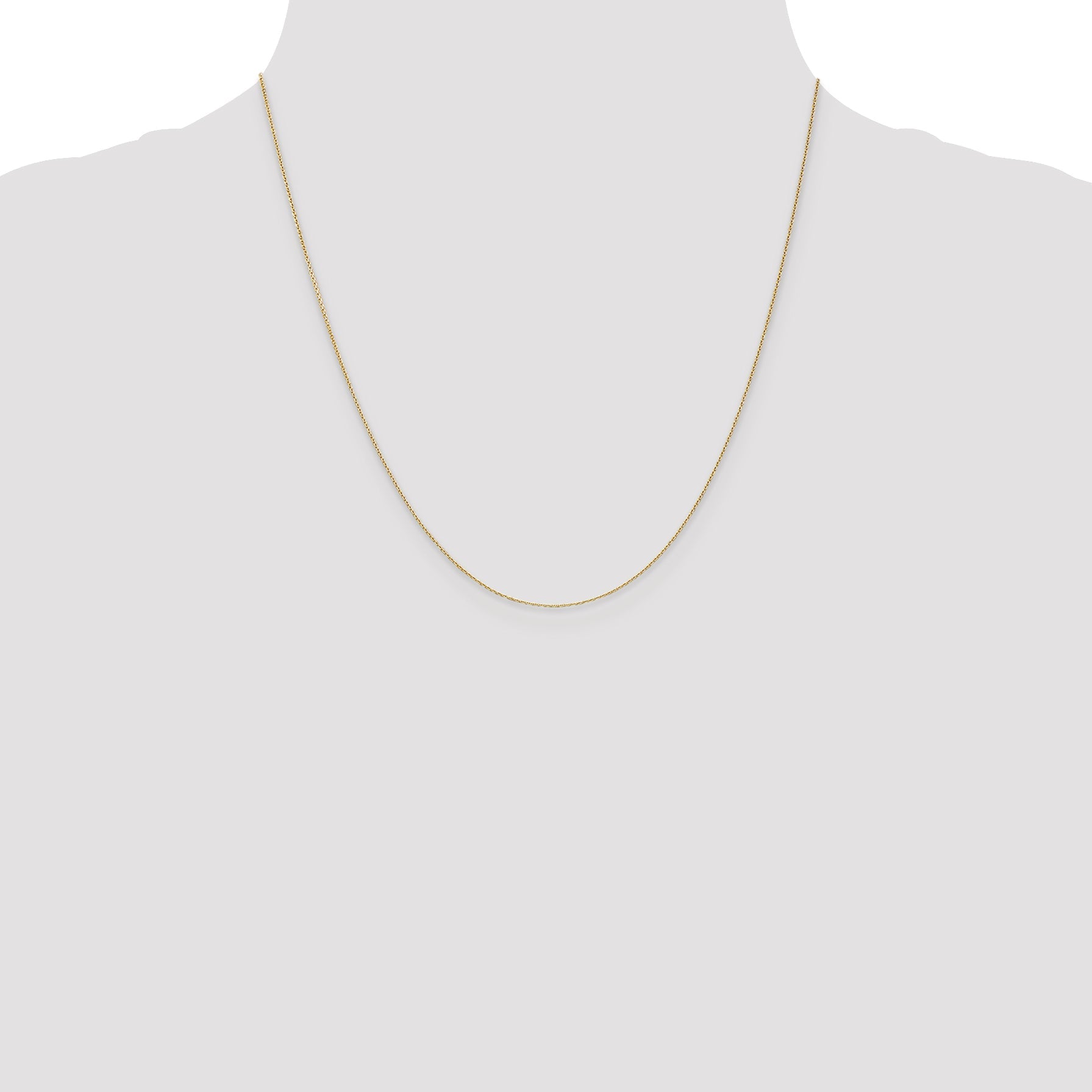 14K Yellow Gold 20 Inch .65mm Diamond-Cut Round Open Link Cable With Lobster Clasp Chain Necklace