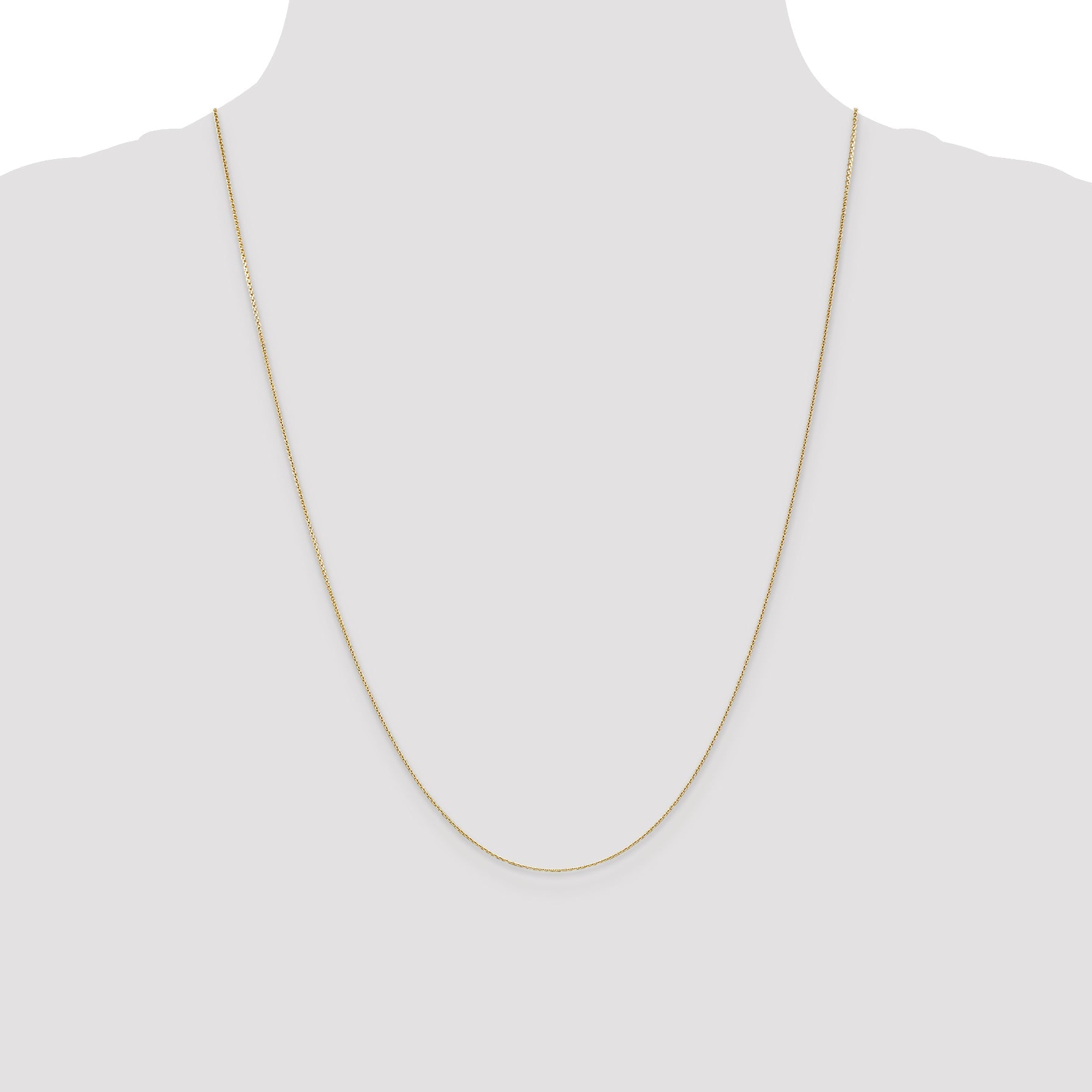 14K Yellow Gold 24 Inch .65mm Diamond-Cut Round Open Link Cable With Lobster Clasp Chain Necklace