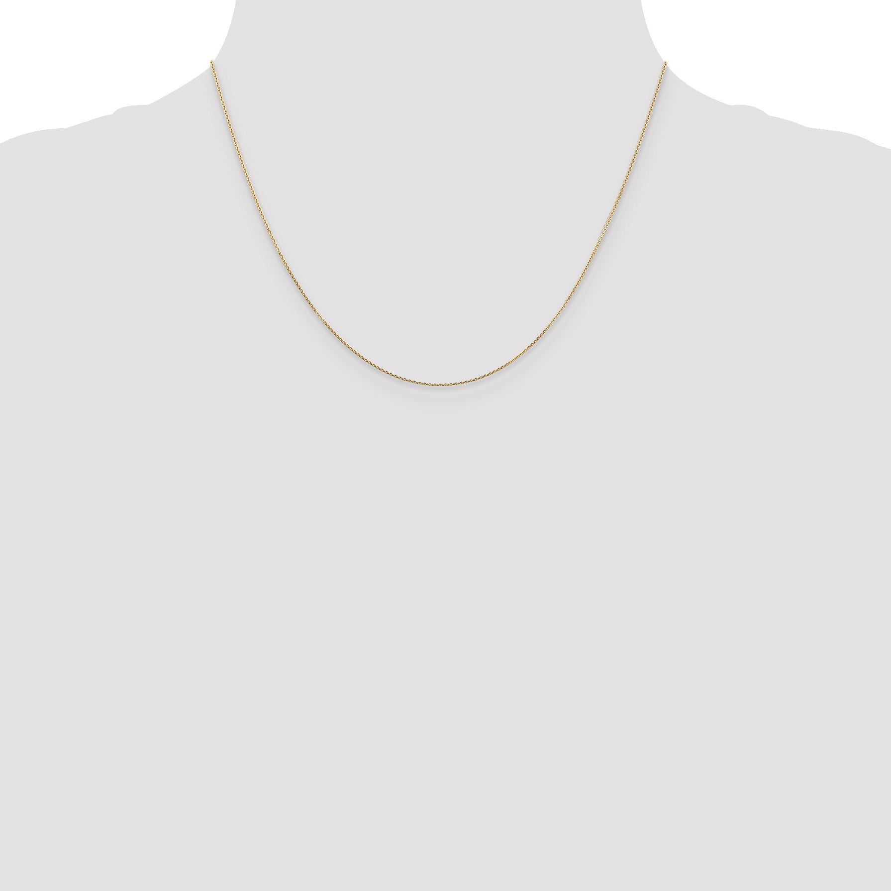 14K Yellow Gold 18 Inch .8mm Diamond-Cut Round Open Link Cable With Lobster Clasp Chain Necklace
