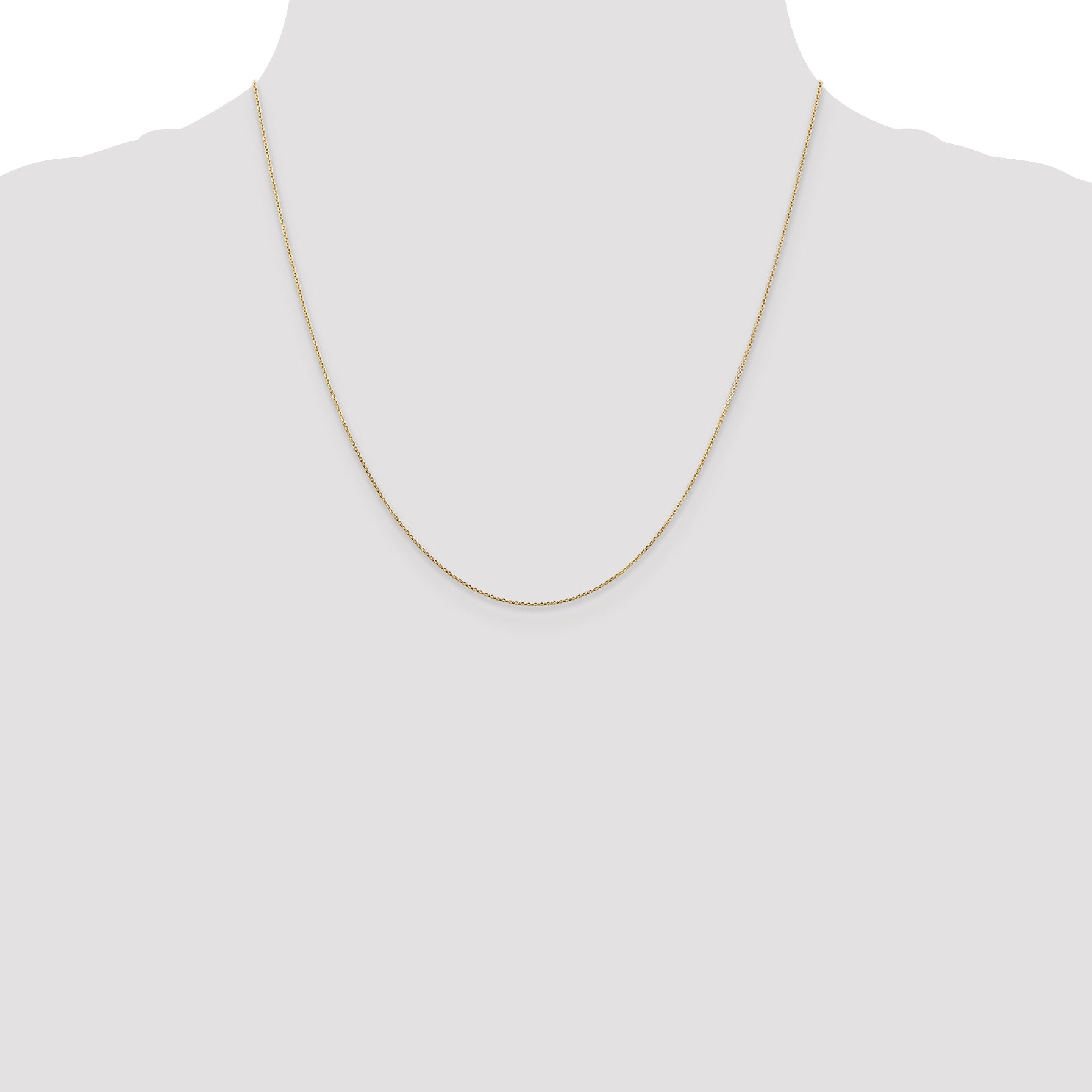 14K Yellow Gold 20 Inch .8mm Diamond-Cut Round Open Link Cable With Lobster Clasp Chain Necklace