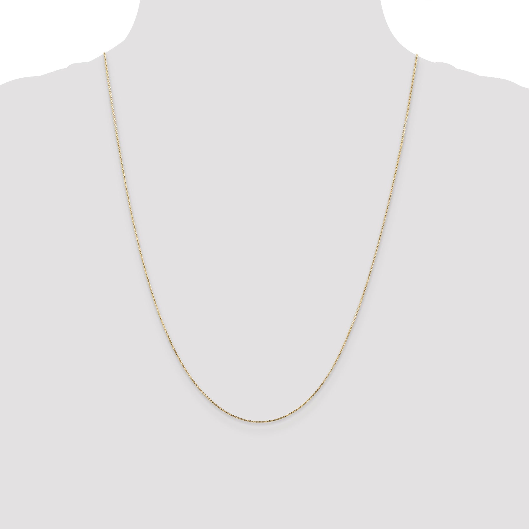 14K Yellow Gold 24 Inch .8mm Diamond-Cut Round Open Link Cable With Lobster Clasp Chain Necklace