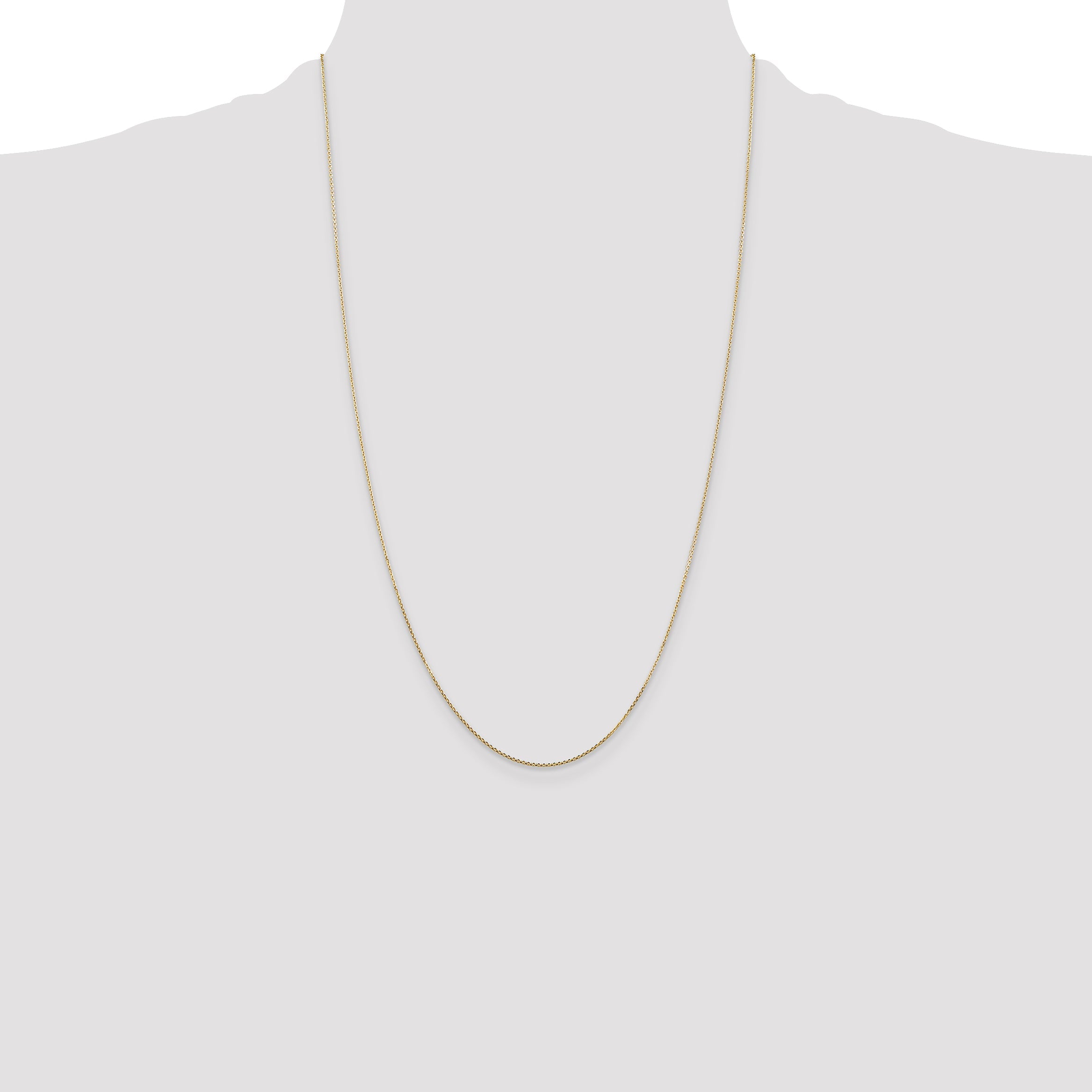 14K Yellow Gold 26 Inch .8mm Diamond-Cut Round Open Link Cable With Lobster Clasp Chain Necklace